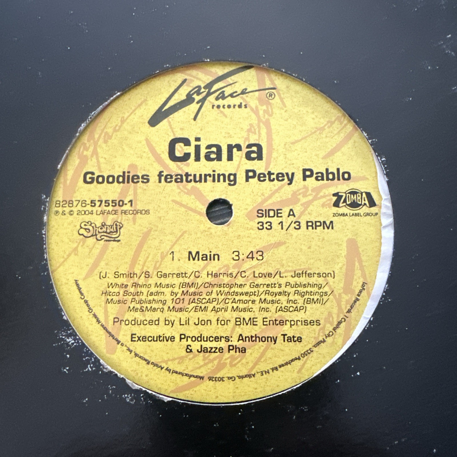 Ciara GOODIES featuring Petey Pablo 12″ Single Vinyl, La Face Records, 2004