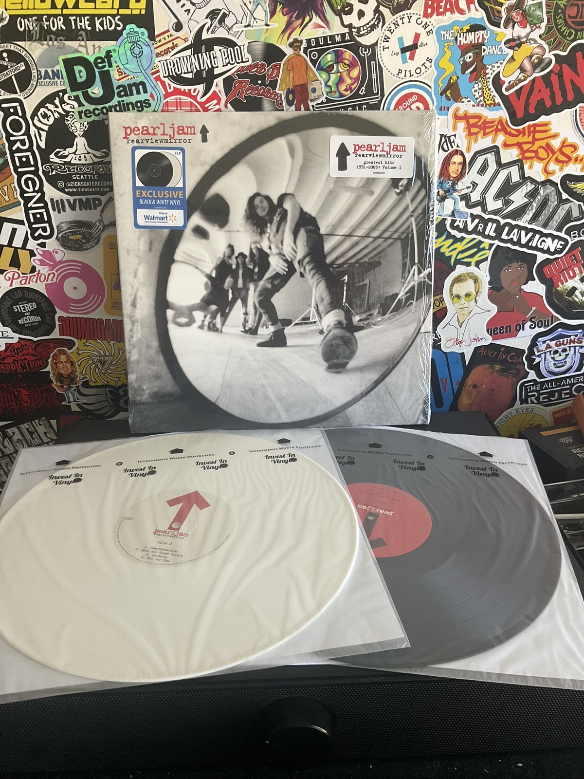 PEARL JAM Rearviewmirror Greatest Hits Vol 1 VG++ BLACK & WHITE VINYL