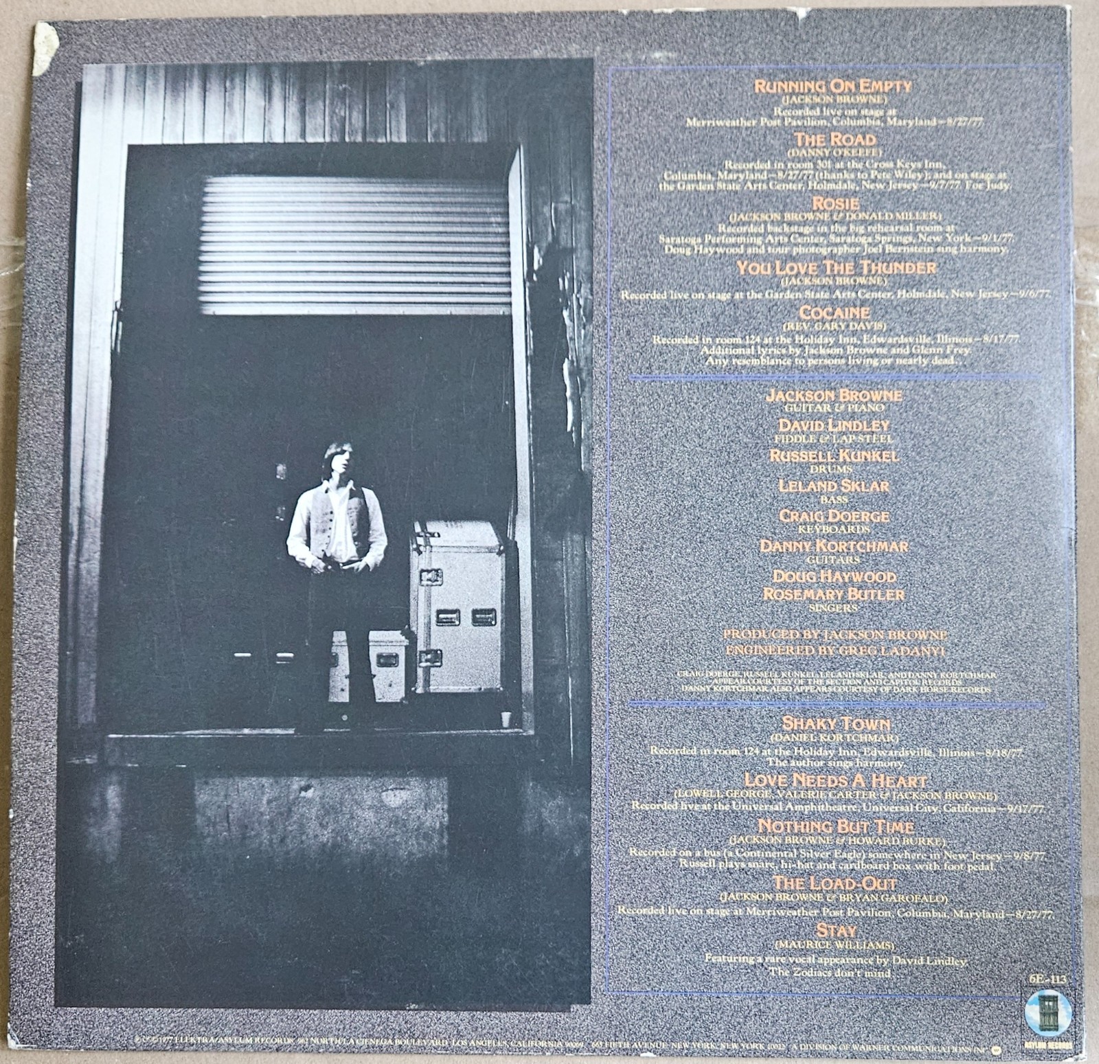 Jackson Browne, Running On Empty; AUTOGRAPHED LP Vinyl w/ Booklet