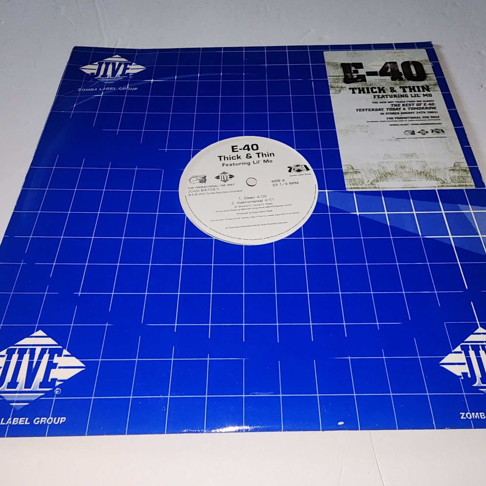 E-40 ‎– Thick & Thin 12″ Vinyl 2004 Jive ‎– JDAB-64702-1 Great Condition