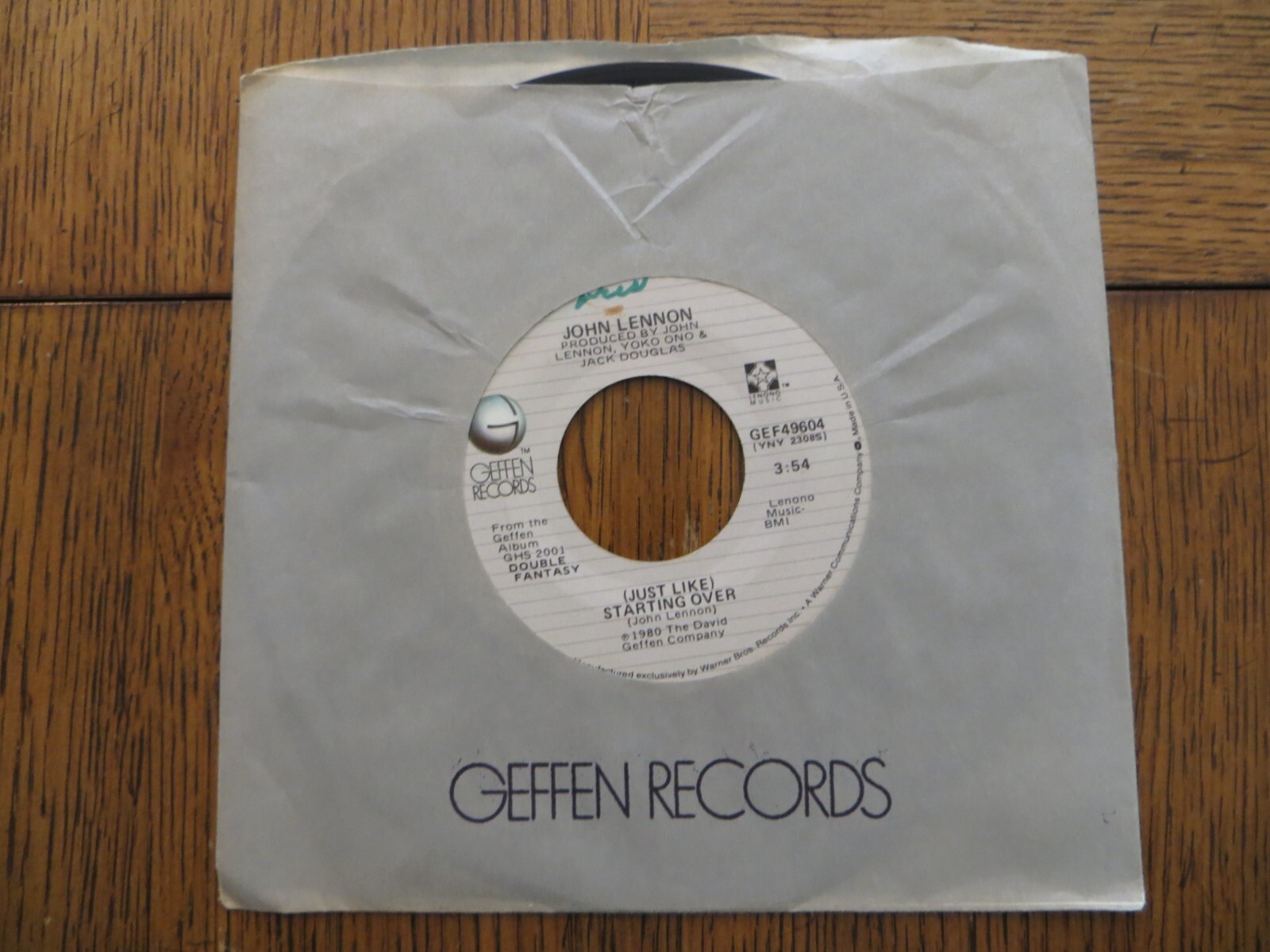 John Lennon – (Just Like) Starting Over – 1980 Geffen Records GEF49604 7″ Single