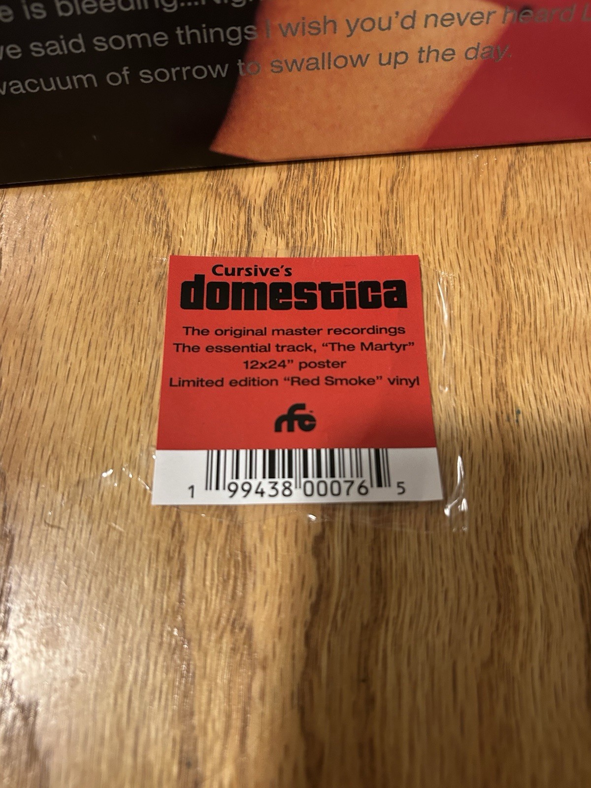 Cursive – Domestica – SIGNED COVER Red Smoke Vinyl