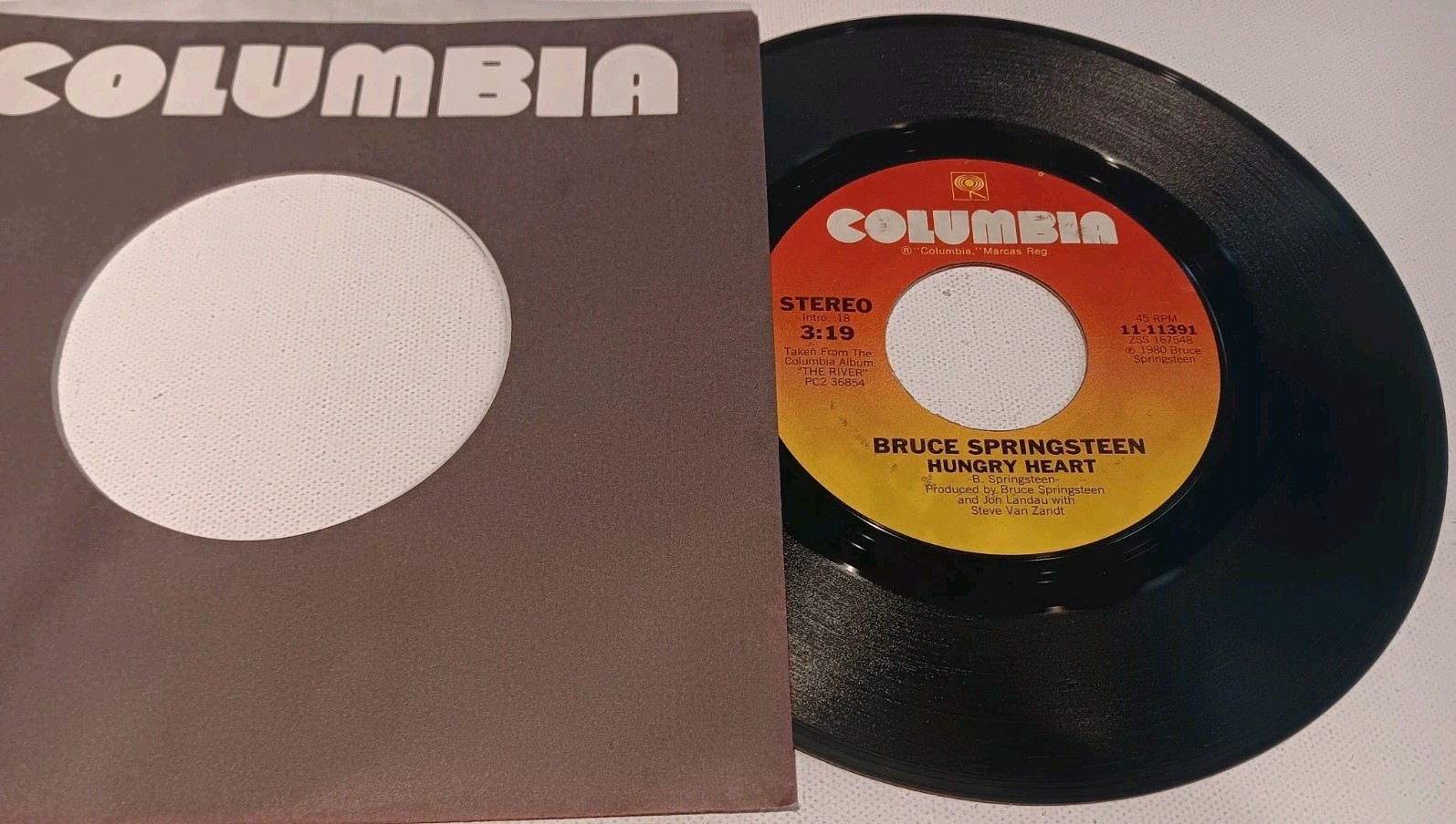 Bruce Springsteen, Hungry Heart, 7″ ORIGINAL Columbia Sleeve – EXCELLENT!!