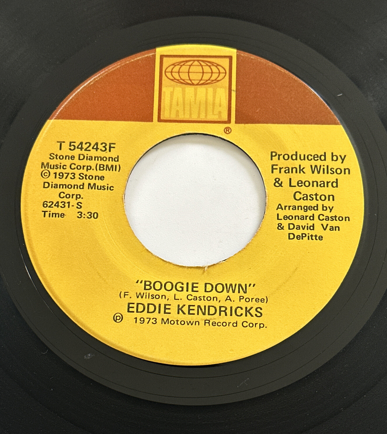 Eddie Kendricks ~ Boogie Down 7″ vinyl USA Tamla 1973 T54243F VG+ Condition