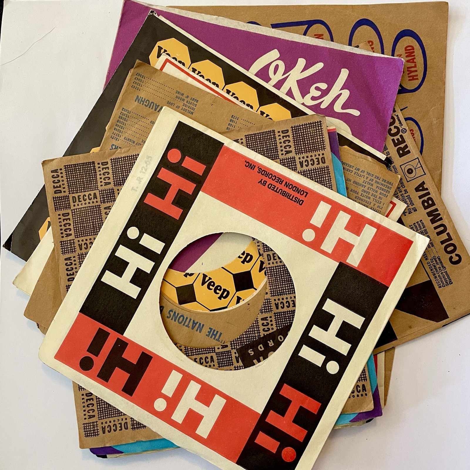 Vintage 45rpm Vinyl Paper Sleeves Lot Of 15