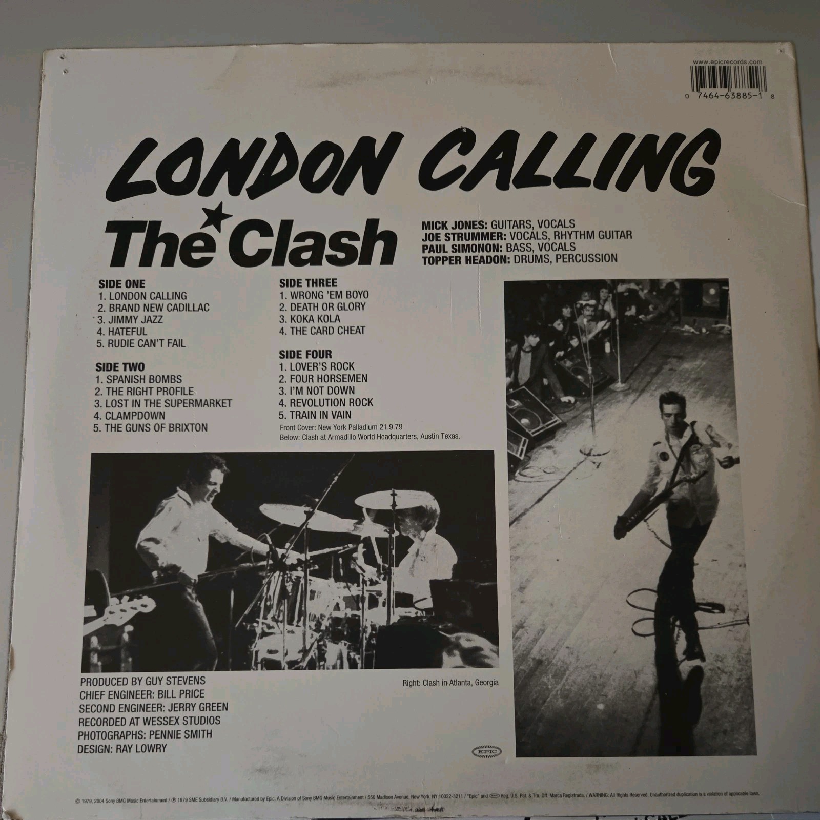 THE CLASH London Calling 2004 EPIC Classic Rock Double Vinyl LP Record VG++