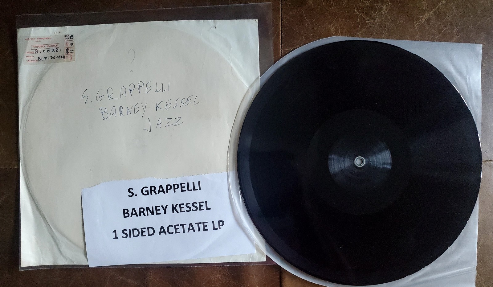 Stephane Grappelli Barney Kessel – I Remember…12″ Italy 1976 one sided ACETATE