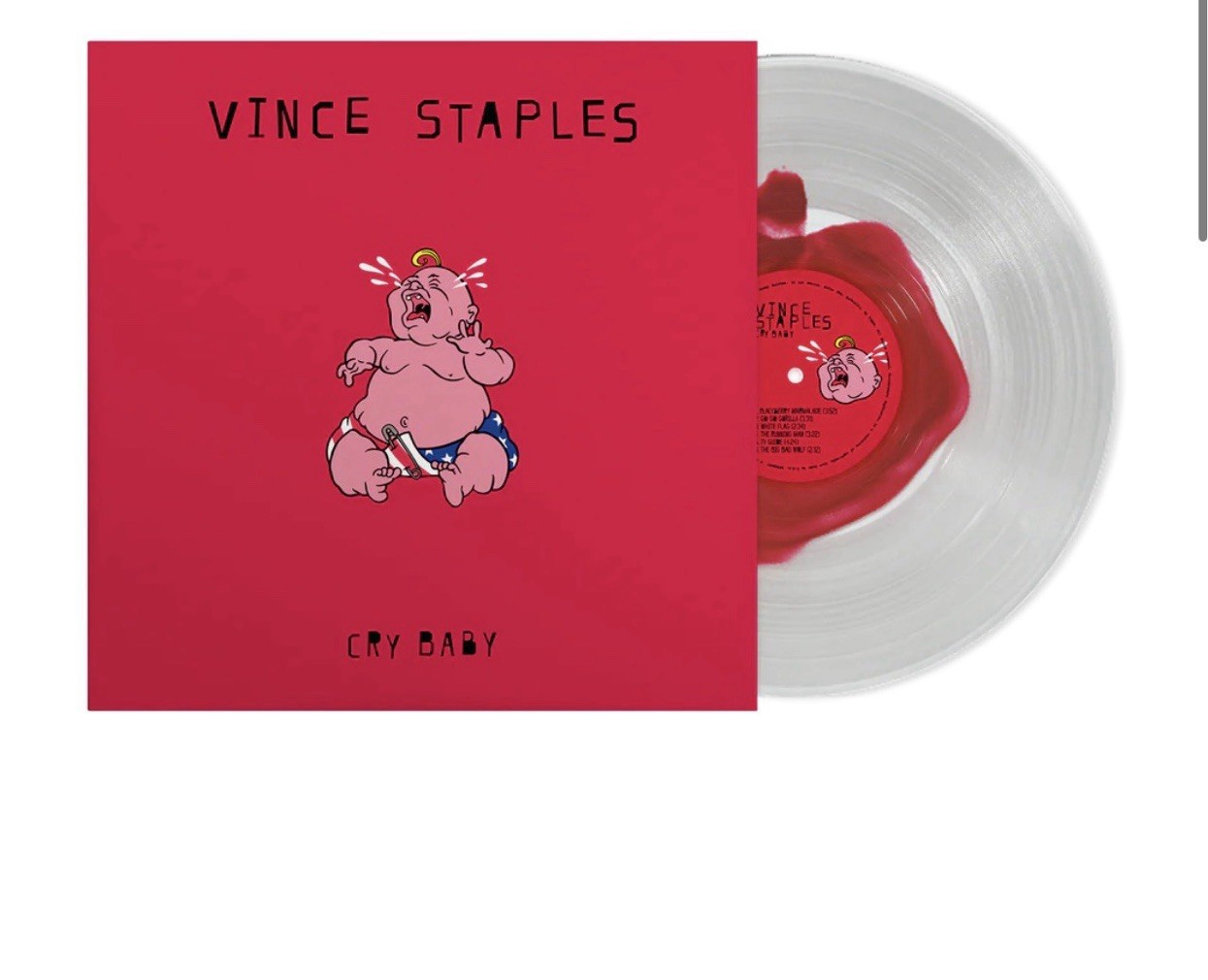 Vince Staples Cry Baby 12″ LP Limited Edition Bloodshot Clear/Red Vinyl