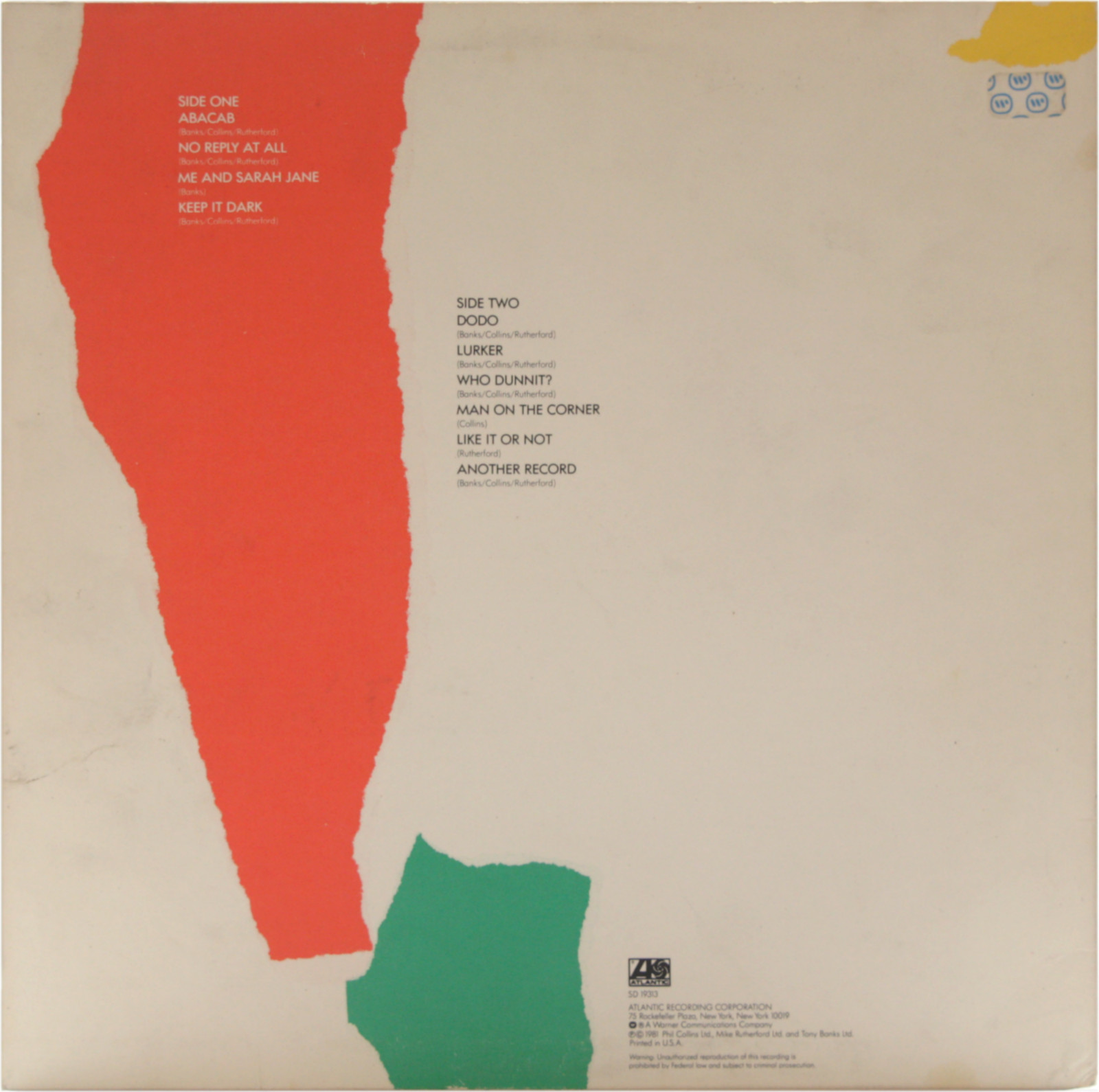 GENESIS Abacab USED 1981 LP Pop Progressive Rock Vinyl Record ATL-19313