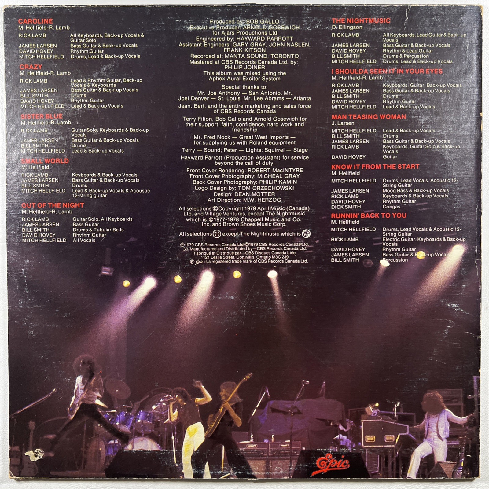 Hellfield – Nightmusic LP Epic PEC 80028 EX 1979 Canada Caroline Crazy