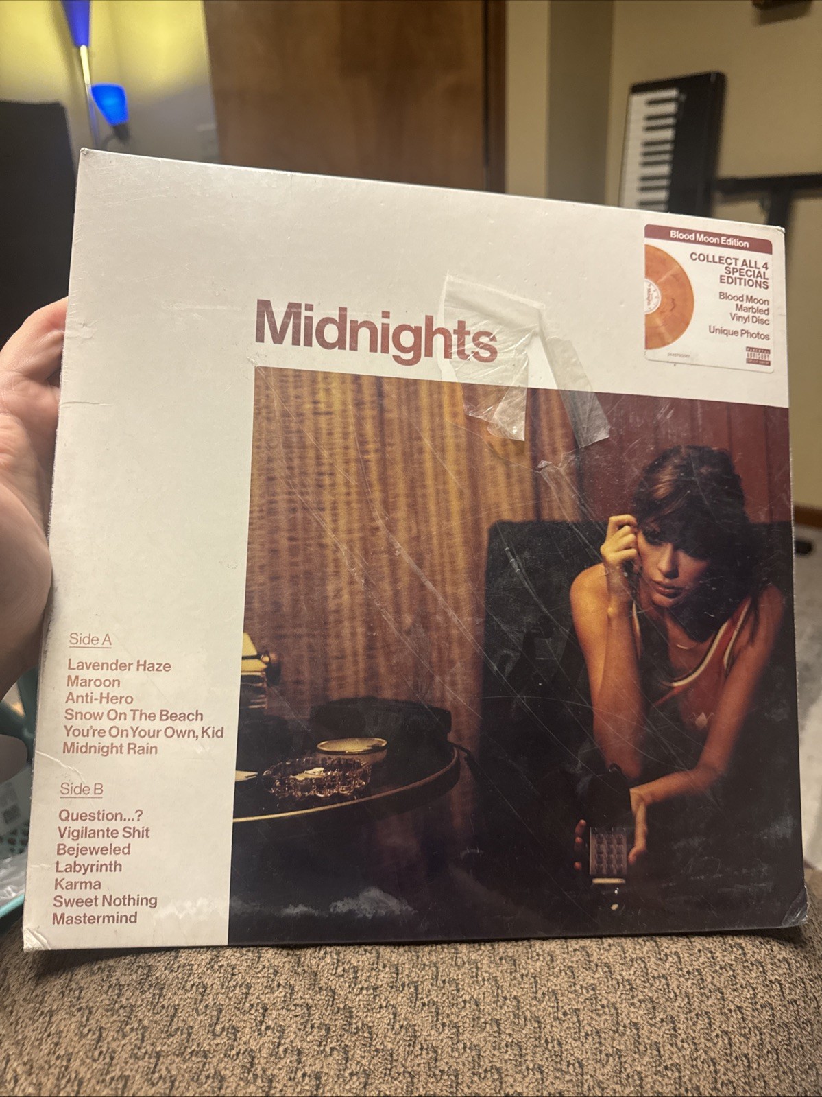 Midnights Taylor Swift Special Edition Blood Moon Marbled Vinyl Bent Cardboard