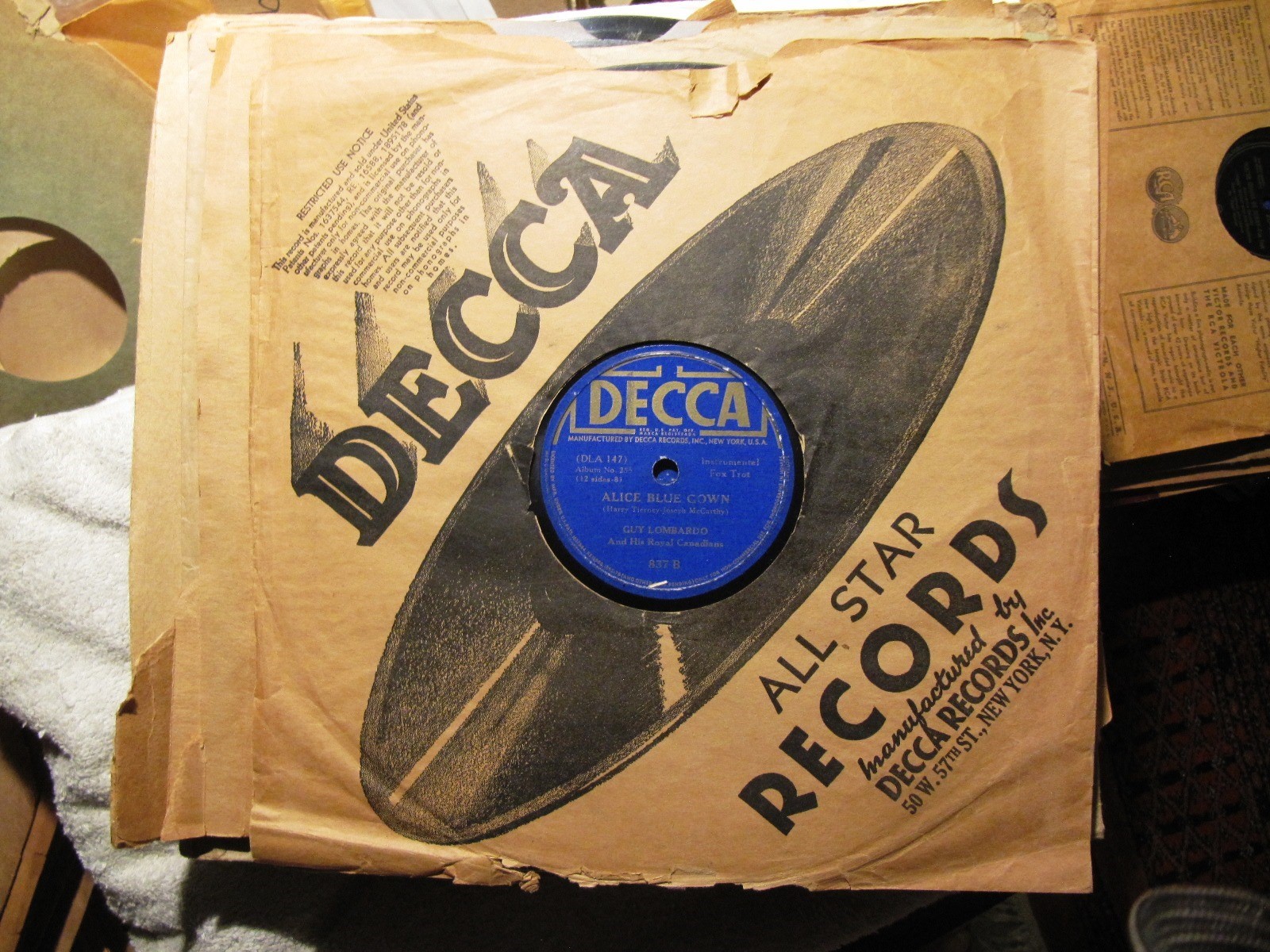 President Teddy Roosevelt Daughter ALICE BLUE GOWN 1934 GUY LOMBARDO Decca 837