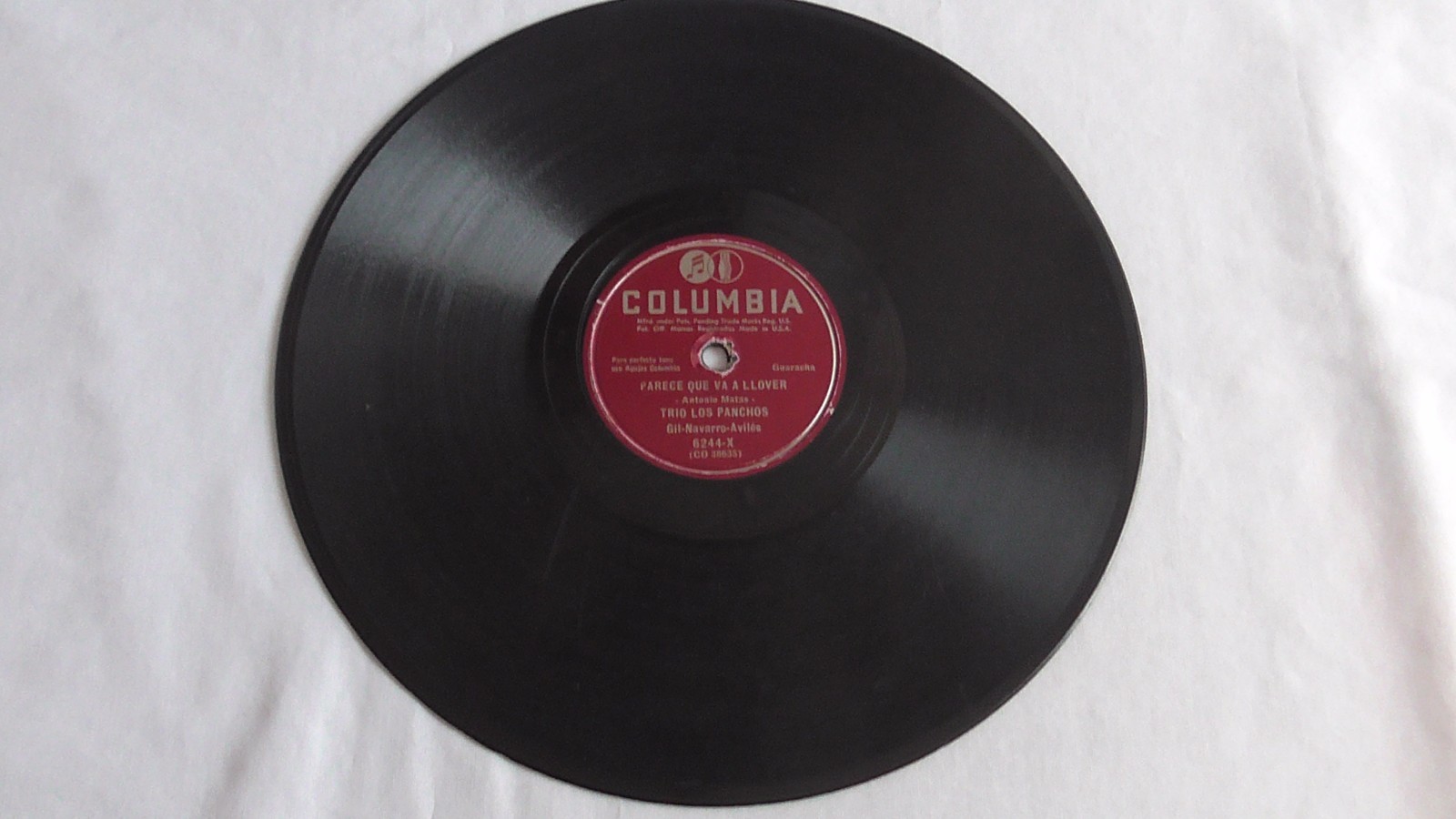 Trio Los Panchos – 78rpm single 10-inch – Columbia #6244-X Parece Que Va A Llove