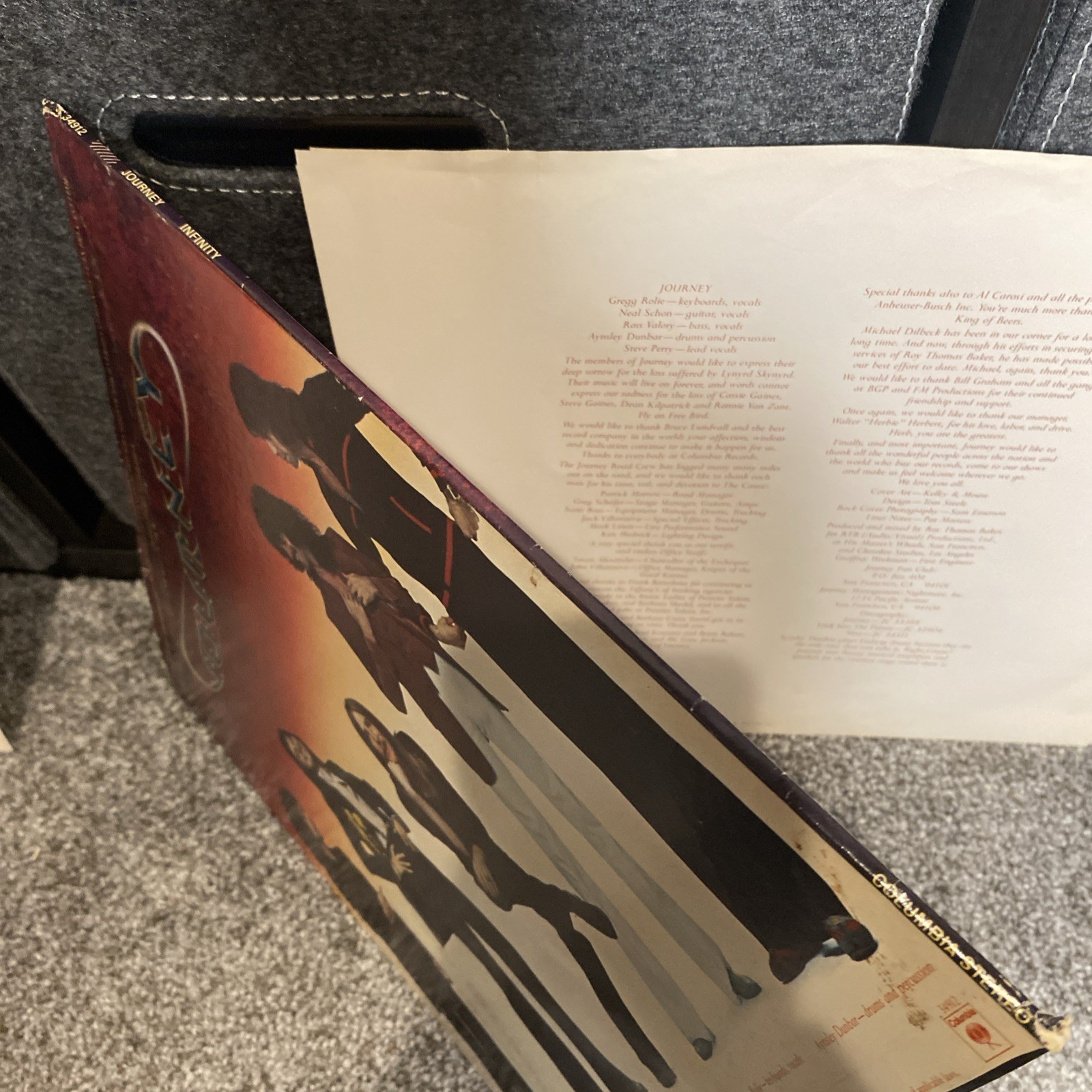 Journey Infinity Vinyl LP Record JC 34912 Original Lyric Inner Sleeve 1978 Rock