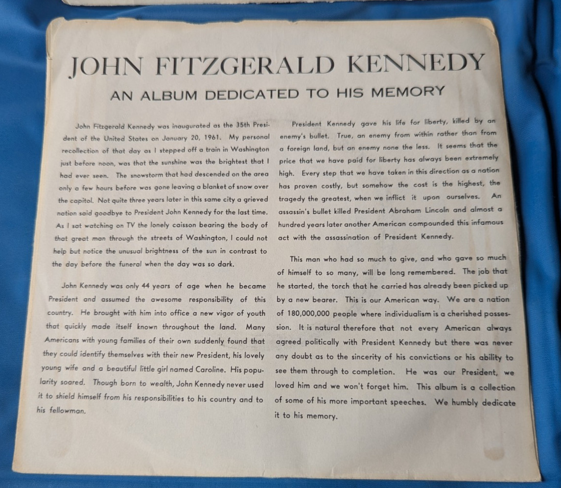 President John F Kennedy Lot of 2 7″ Records ~ Inagural Address & Memorial Album
