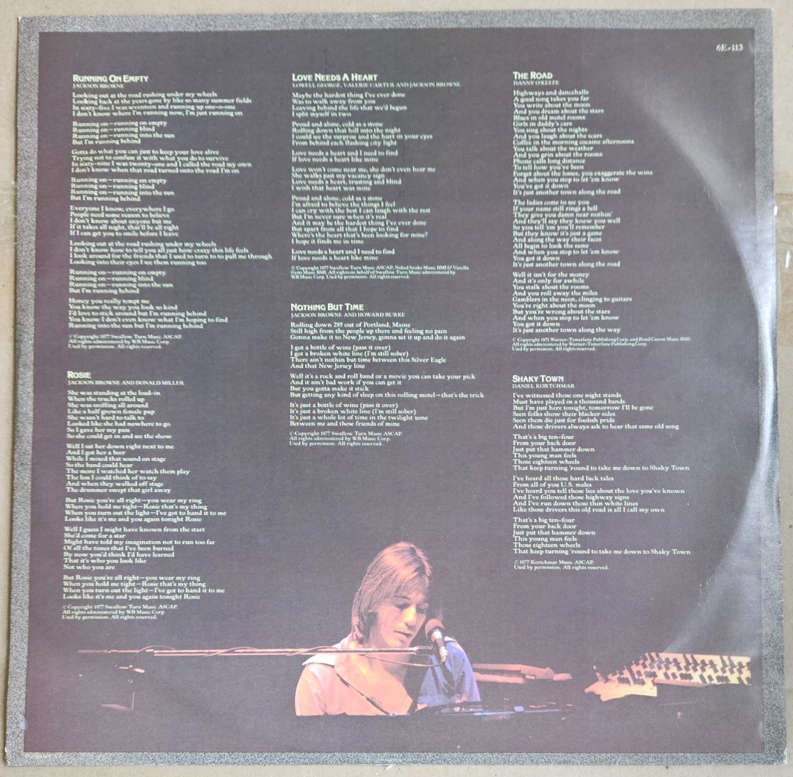 Jackson Browne, Running On Empty; AUTOGRAPHED LP Vinyl w/ Booklet