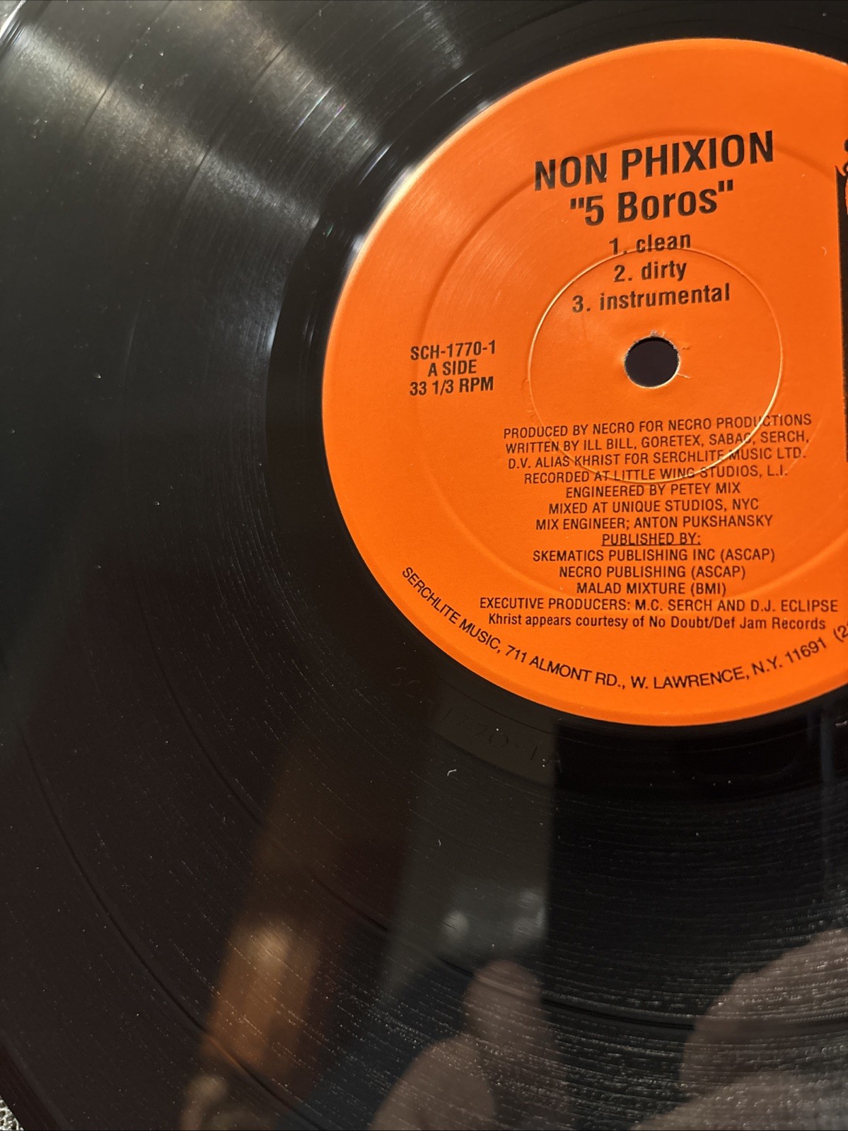 NON PHIXION | 5 BOROS Four W’S | SERCHLITE MUSIC 1997 | SCH17701 US VINYL 12 |EX