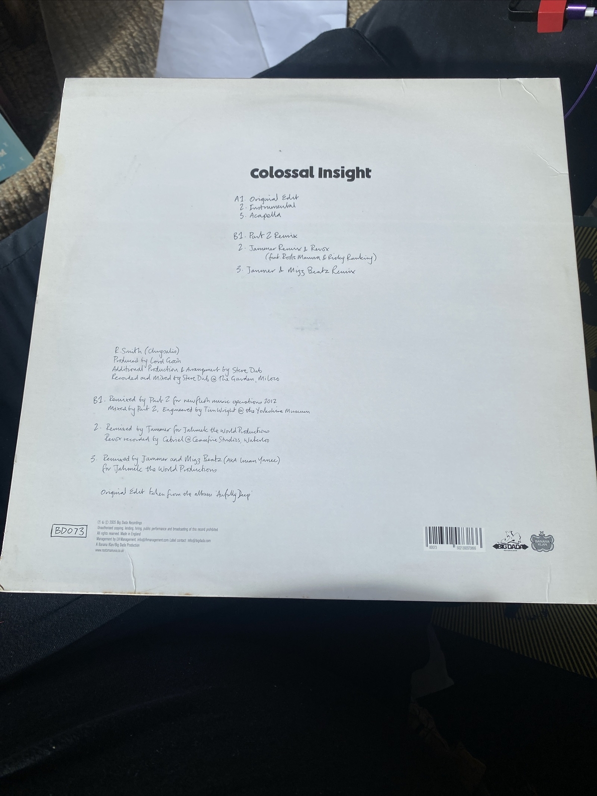 Roots Manuva Collosal Insight Big Dada Banana Klan BD073