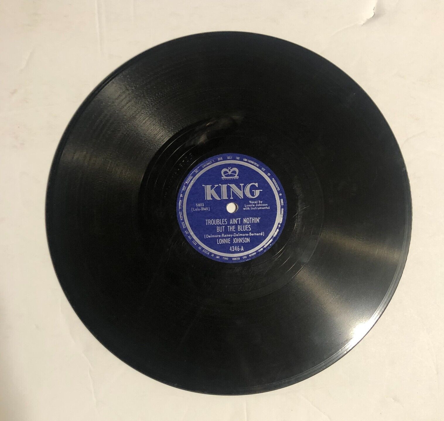 Lonnie Johnson 78 rpm 10″ record Troubles Aint Nothin But The Blues / I’m So Afr
