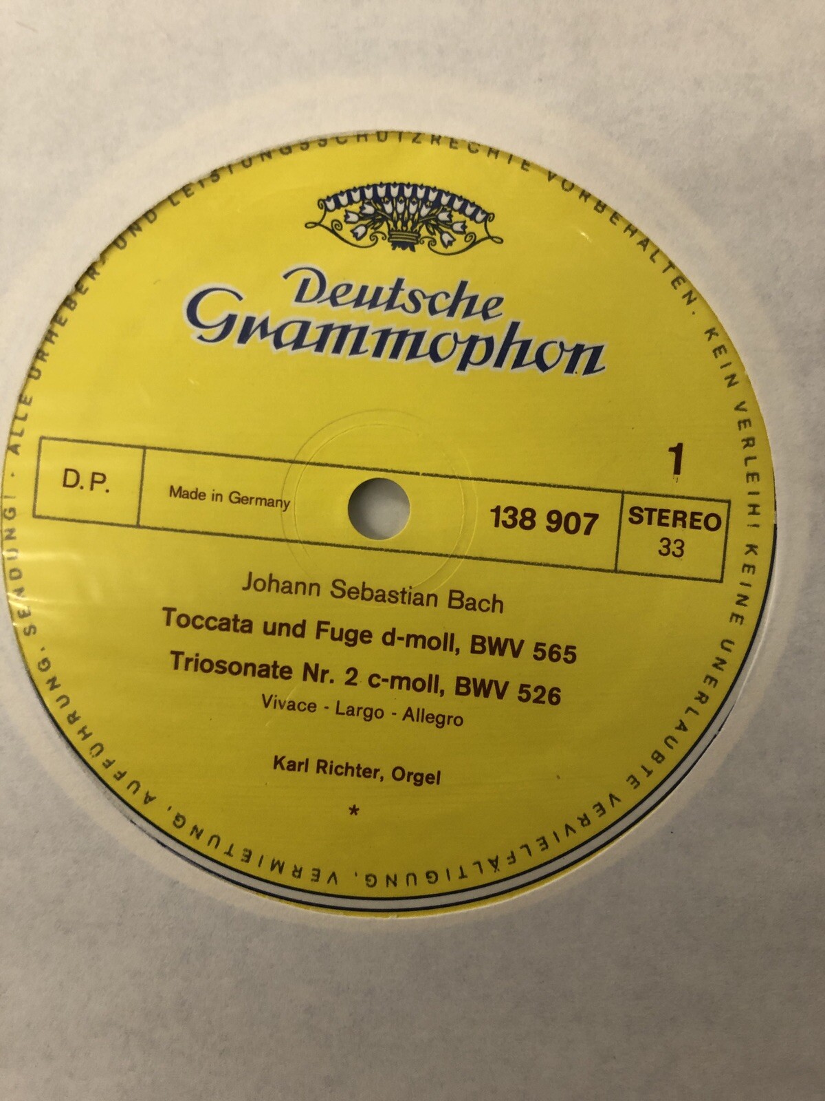 Karl Richter Johann Sebastian Bach DGG Tulips Classical Vinyl Lp