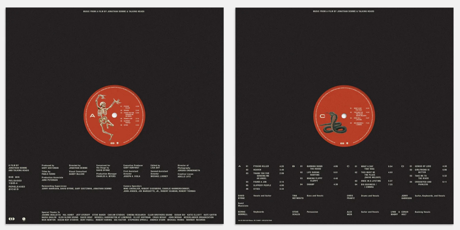 STOP MAKING SENSE – Talking Heads (A24 edition) 2-LP Vinyl – Mint/Sealed