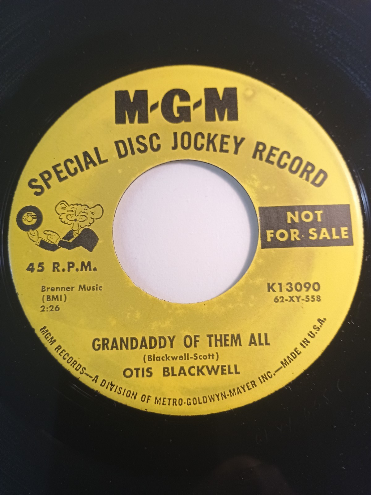 Otis Blackwell “Grandaddy Of them All” b/w “Kiss Away” MGM DJ 45 RPM