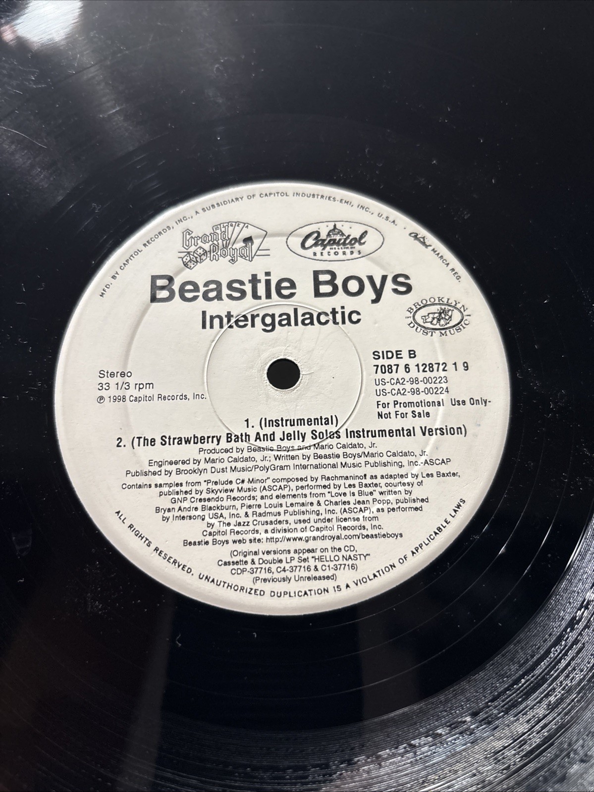 Beastie Boys – Intergalactic (Remix) 12” White Label Promo /1998 GRAND ROYAL