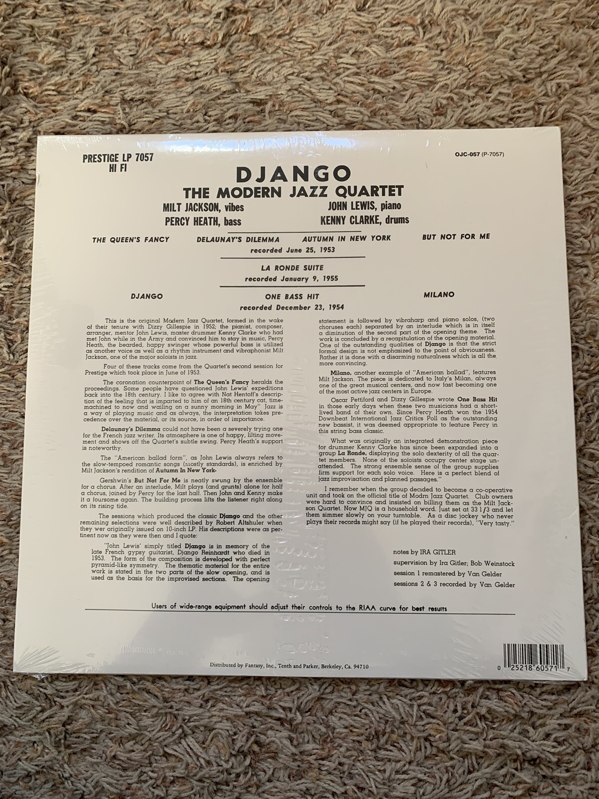 MODERN JAZZ QUARTET MJQ – DJANGO Prestige LP VINYL RECORD! 7057 BRAND NEW Sealed