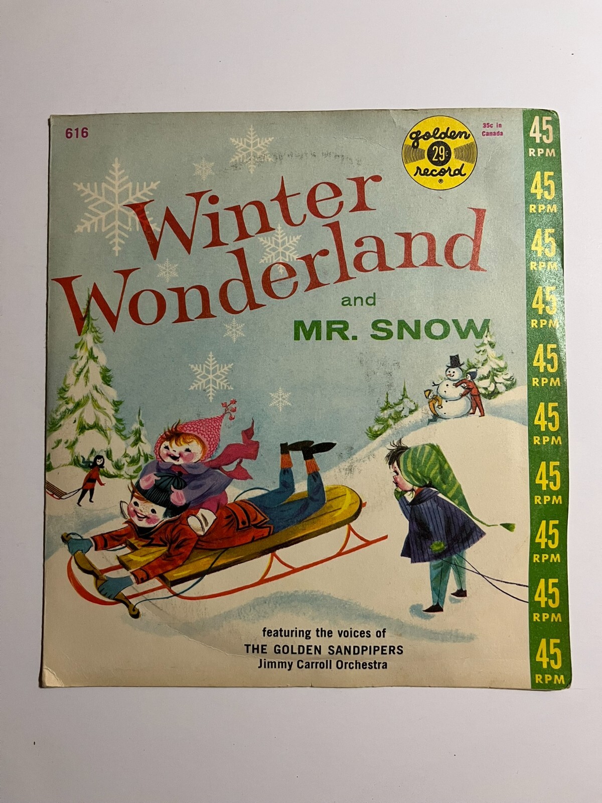 Winter Wonderland and Mr. Snow 45 RPM Vinyl 1960 Vintage Golden Records RARE