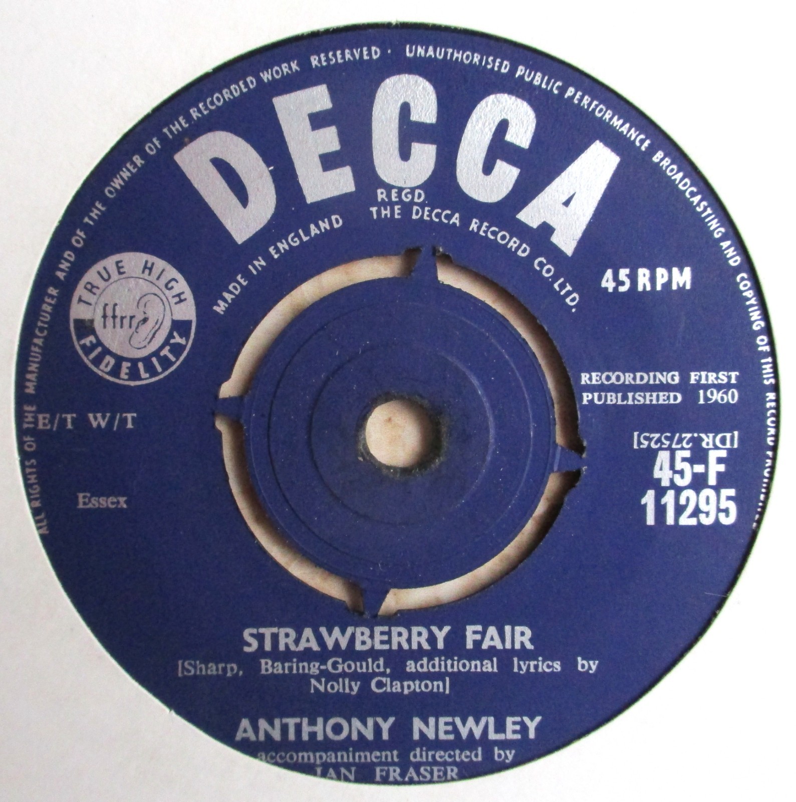 Anthony Newley – 7″ UK 45 – Strawberry Fair – 1960 – Decca – 45-F 11295 – VG/M