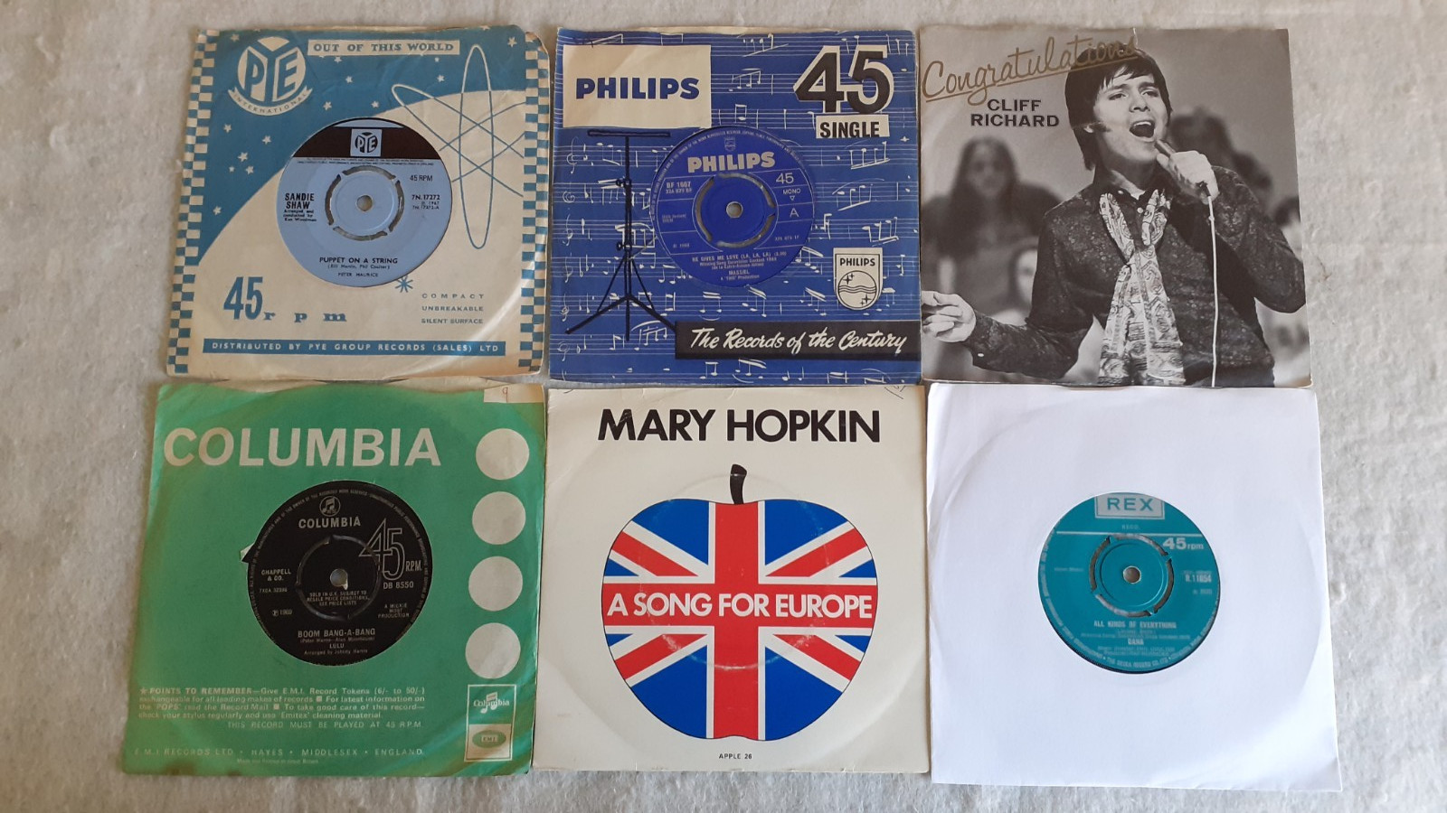 EUROVISION JOB LOT 19 x VINYL 7″ SINGLE RECORDS *FREE UK P&P*