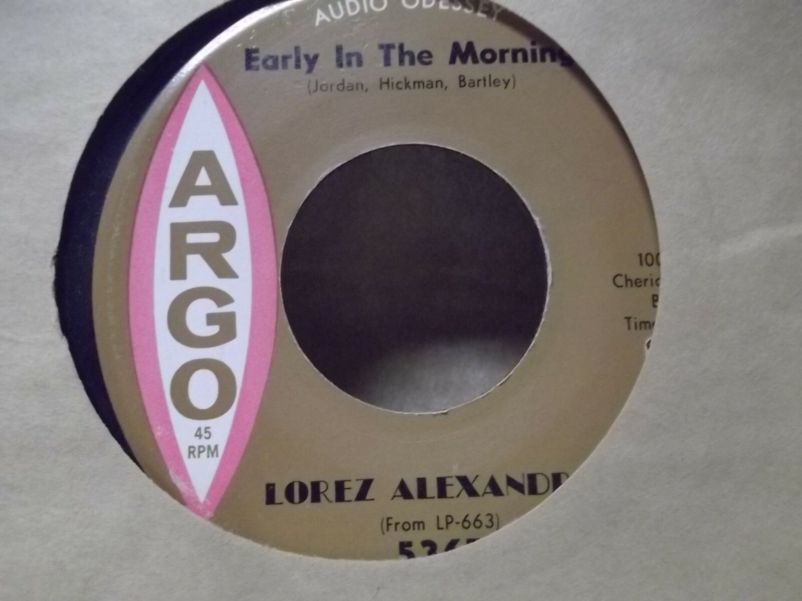 C* LOREZ ALEXANDEIA EARLY IN THE MORNING/NOTHIN BUT THE BLUES ON ARGO RECORDS
