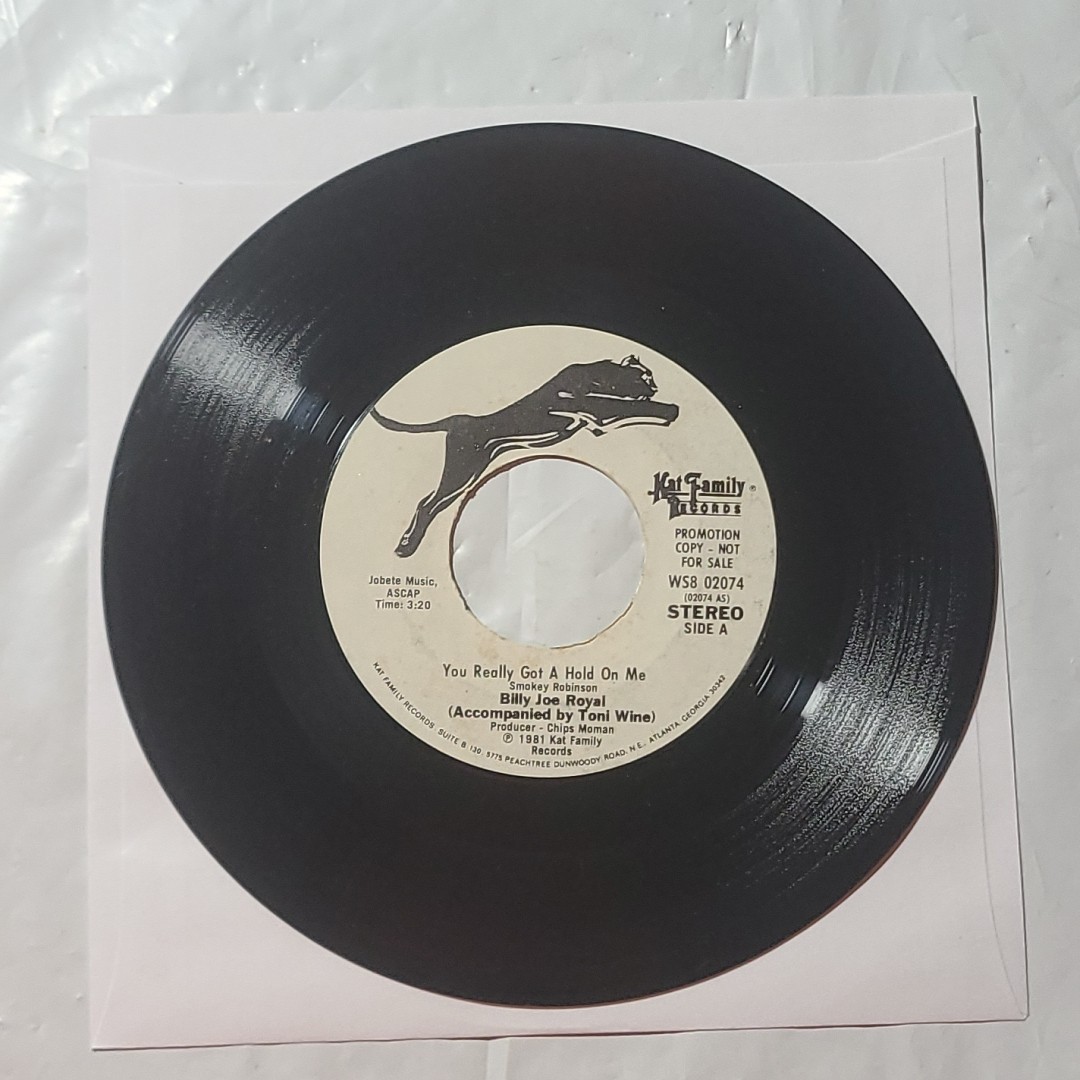 Billy Joe Royal ~ You Really Got A Hold On Me/ Same ~ Kat Family Promo 45 Record