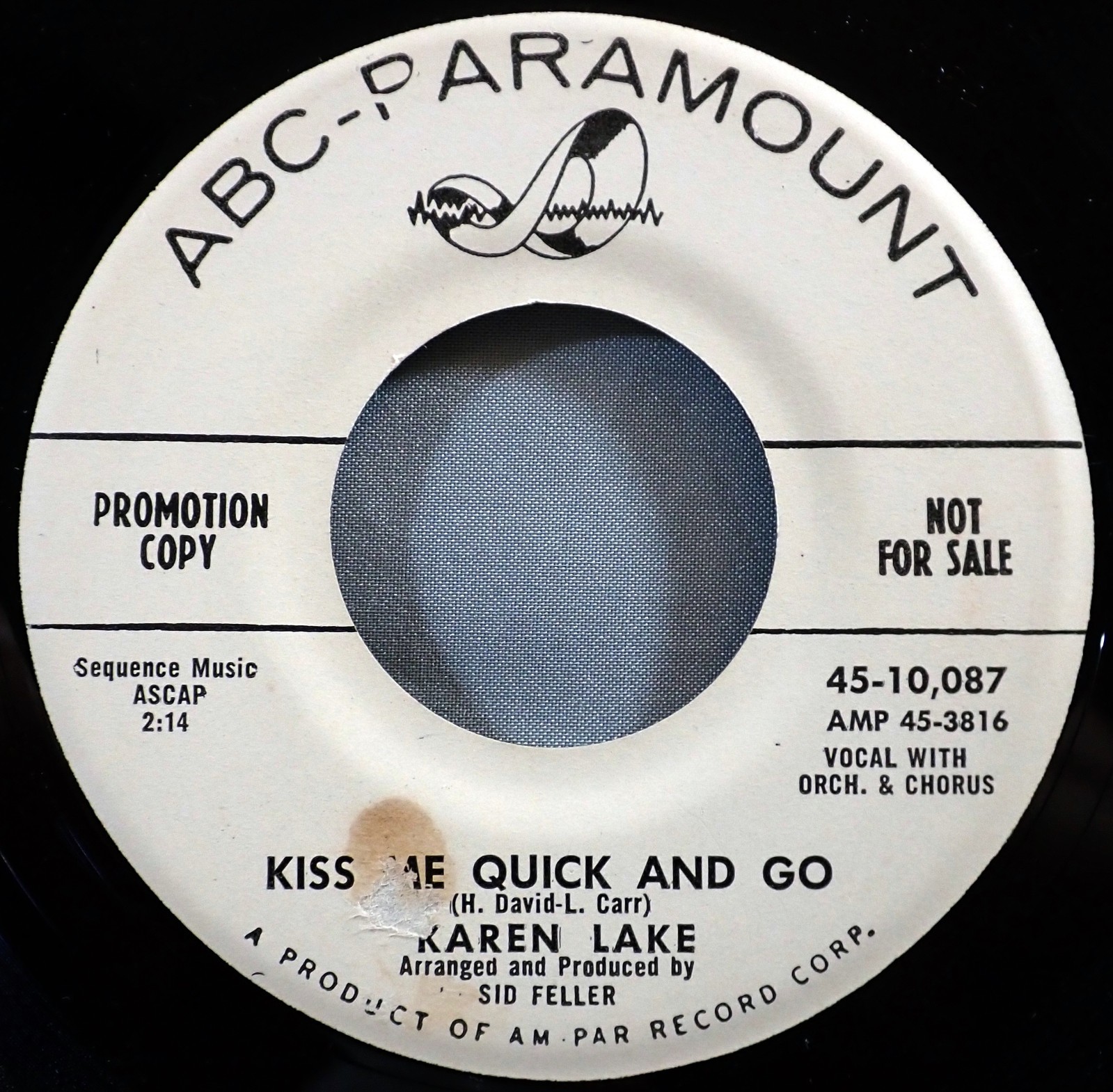 HEAR IT 60’s Teener Promo 45 rpm Karen Lake “When I’m Not Teenage Any More”1960