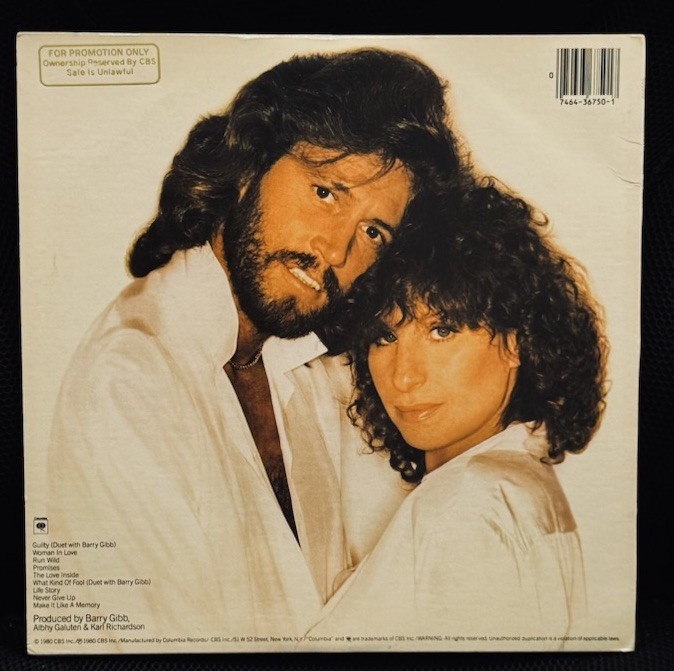 BARBRA STREISAND-GUILTY (1980) Columbia (FC 36750) WHITE LABEL PROMO OIS TESTED