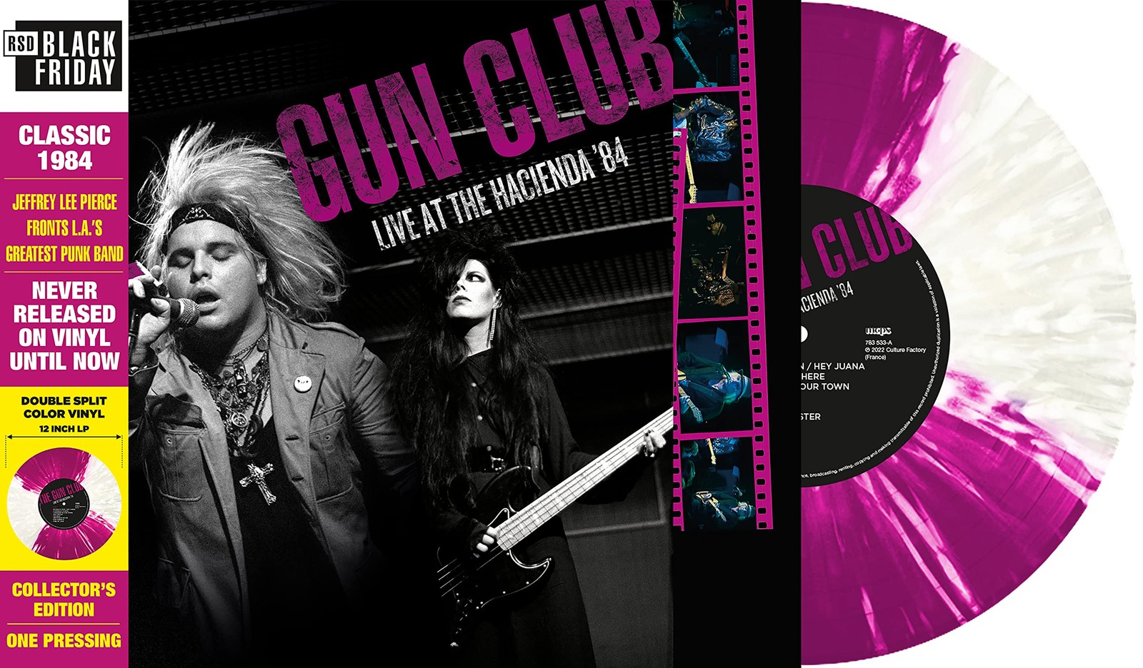 GUN CLUB LIVE AT THE HACIENDA 84 SPLIT PURPLE WHITE VINYL LP