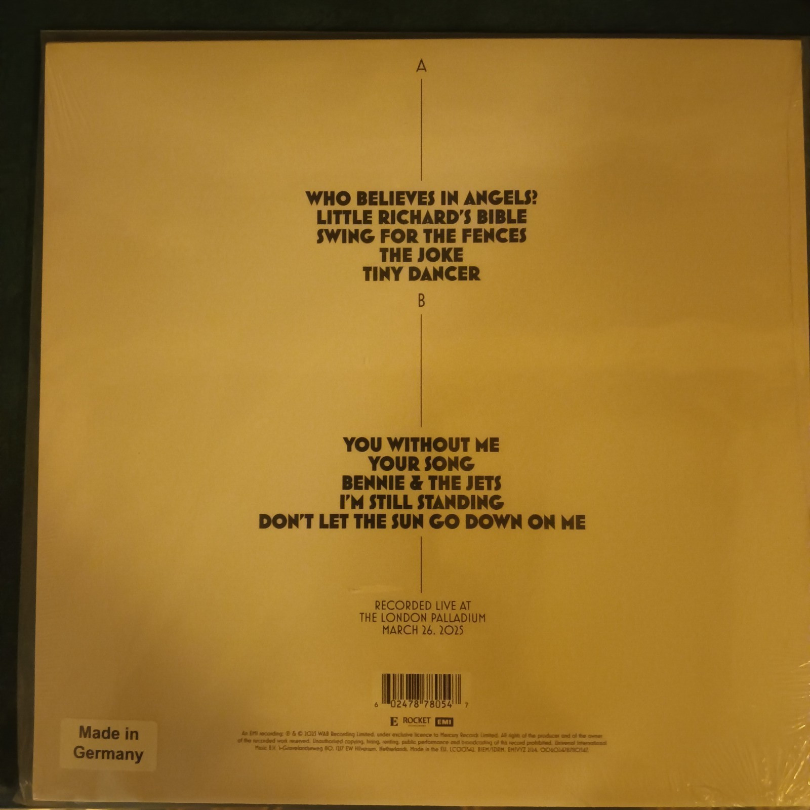 RSD BF ELTON JOHN/BRANDI CARLILE – Who Believes In Angels? Live 2LP 2025