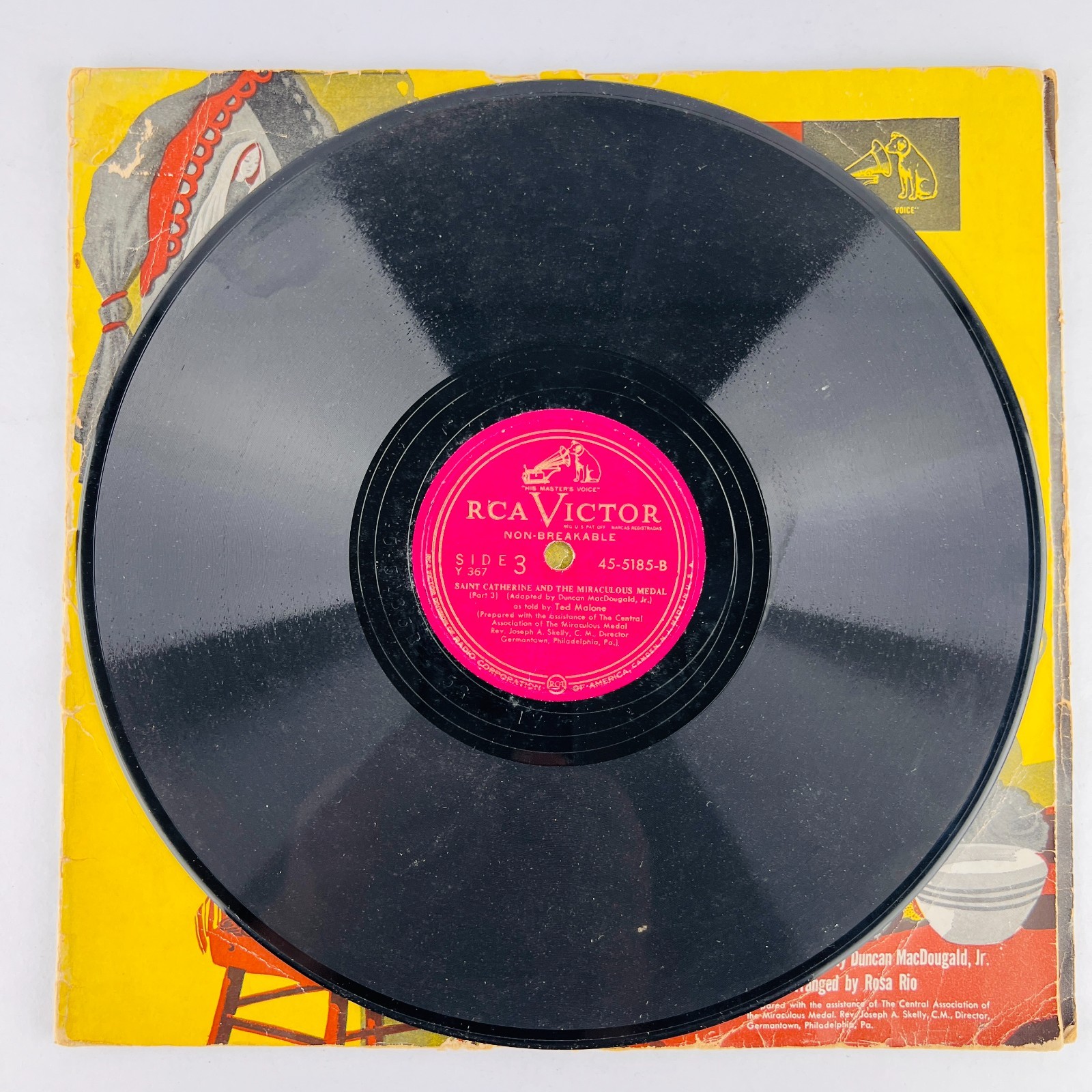 Ted Malone – Saint Catherine And The Miraculous Medal 78RPM Single Record 2x 10″