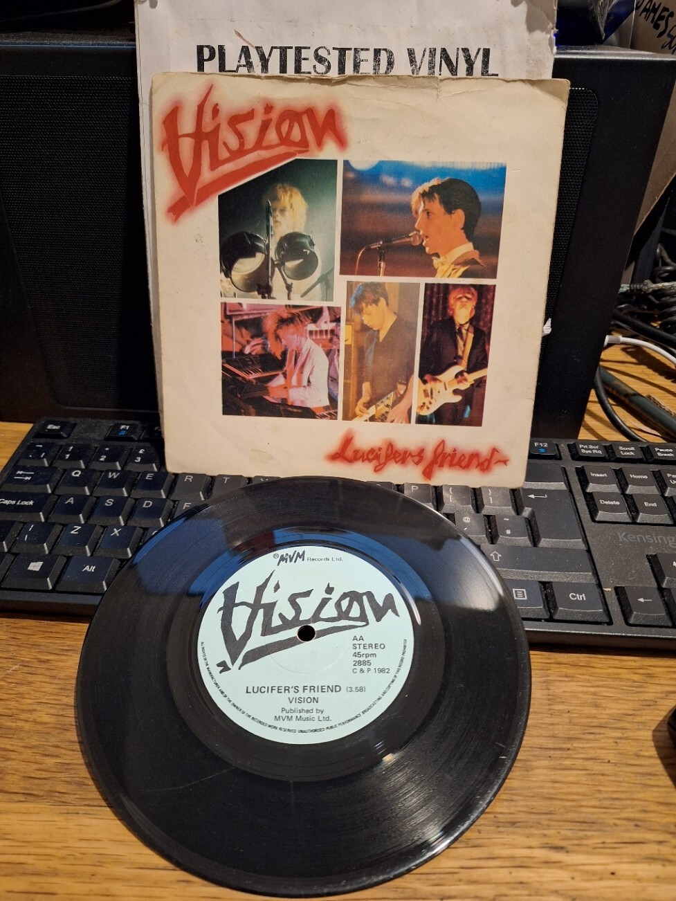 VISION LUCIFERS FRIEND / CRAZY GIRL VG+ NEW WAVE SYNTH POP MVM RECORDS VINYL 45