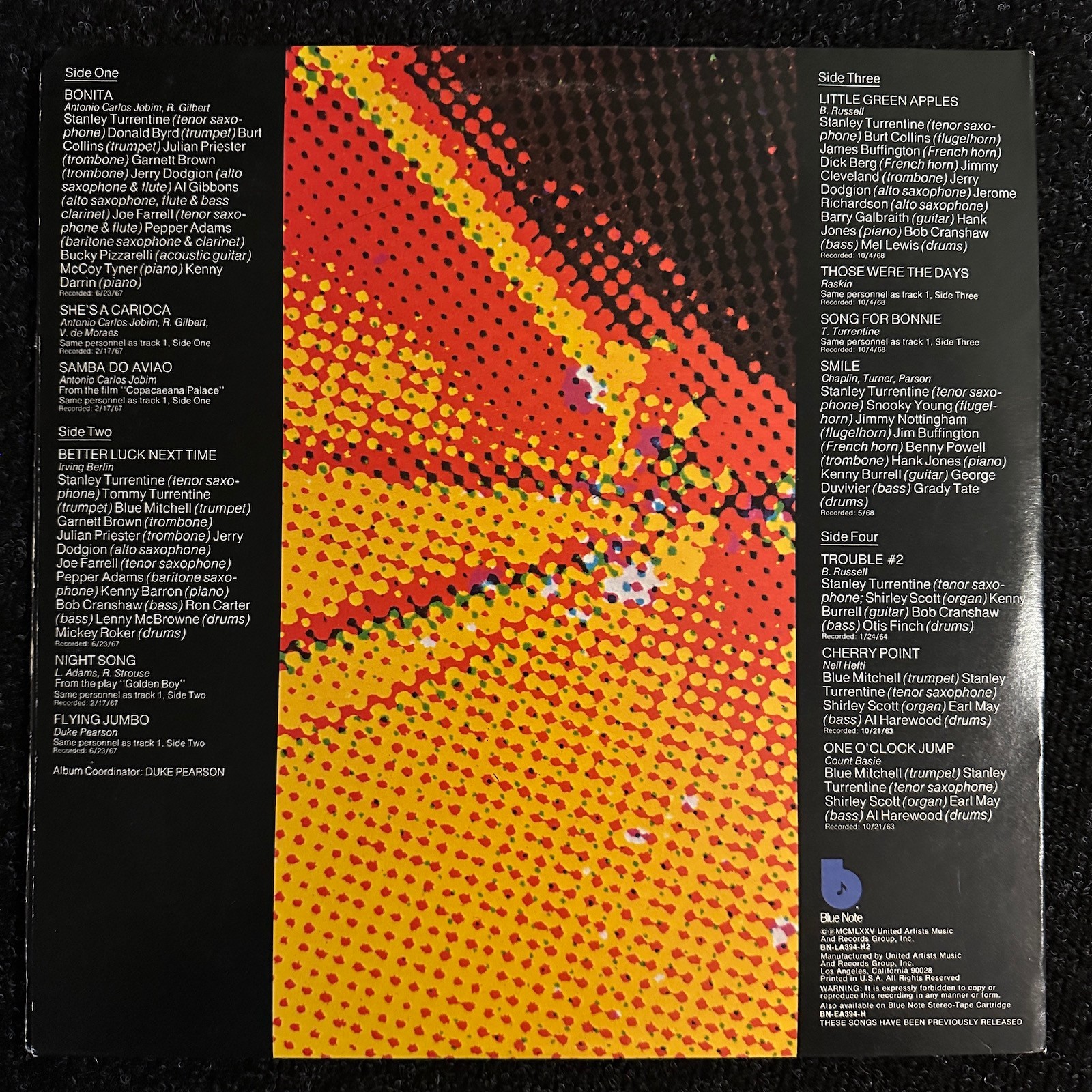 Stanley Turrentine self-titled Vinyl 2LP Compilation 1975 Blue Note Records Jazz