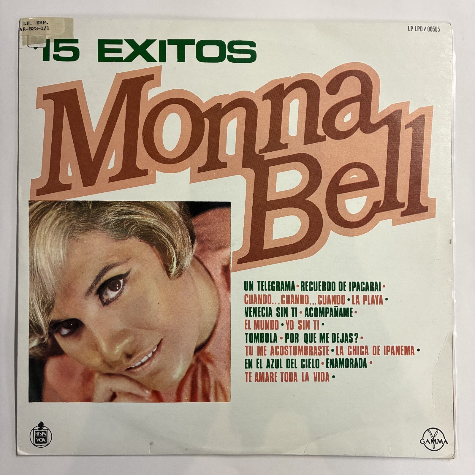 MONNA BELL – 15 EXITOS -1985 MEXICAN LP SOC, LATIN POP / ROCK