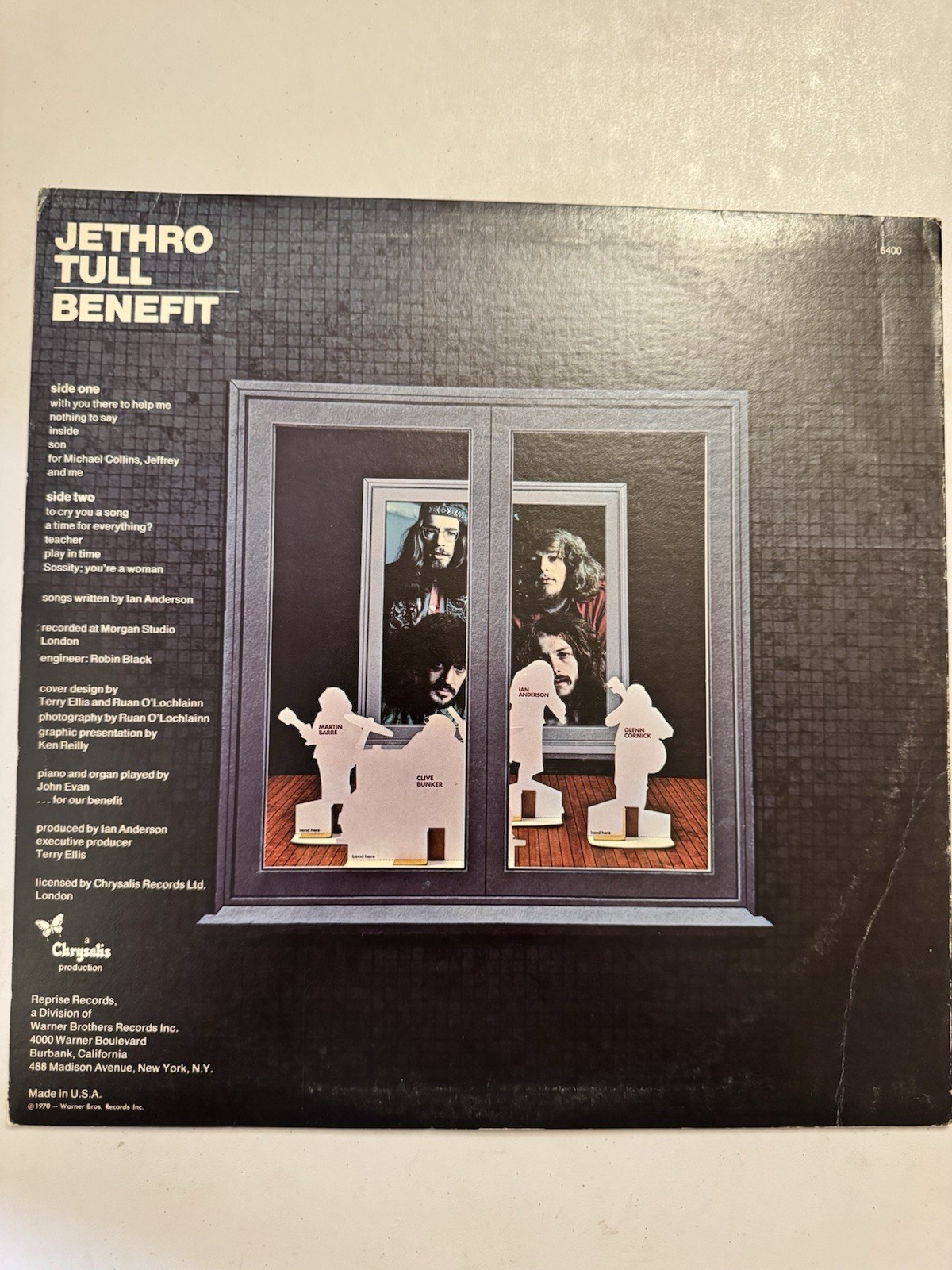 Jethro Tull Benefit Vinyl LP Record (Chrysalis, 1970s, Hard Rock) RS 6400