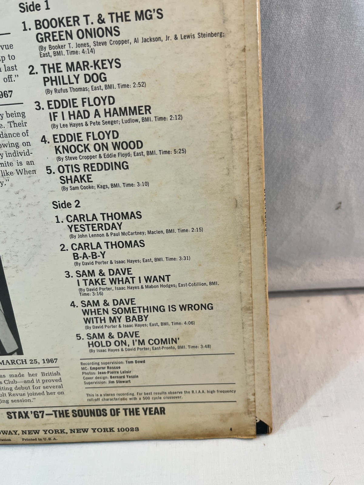 LP The Stax Volt Revue Volume One Live In London STAX S721 (G+/VG Vinyl)