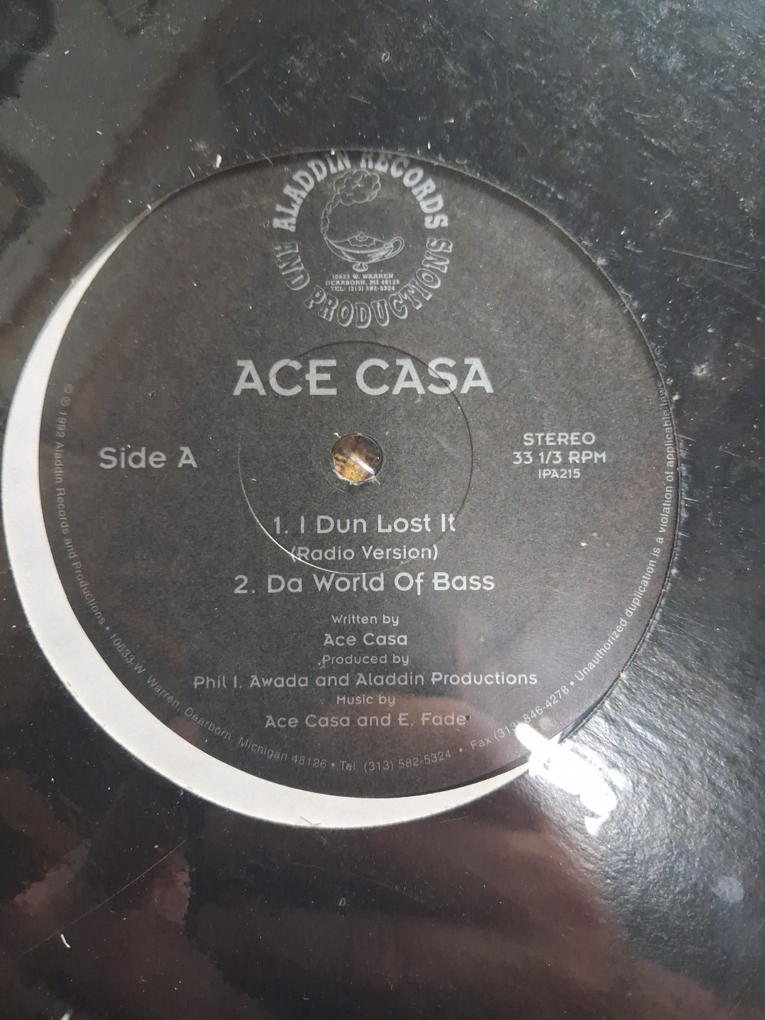 Ace Casa, I Dun Lost It, Aladdin Records, 1992. Detroit 313, Rare Sealed Vyinl