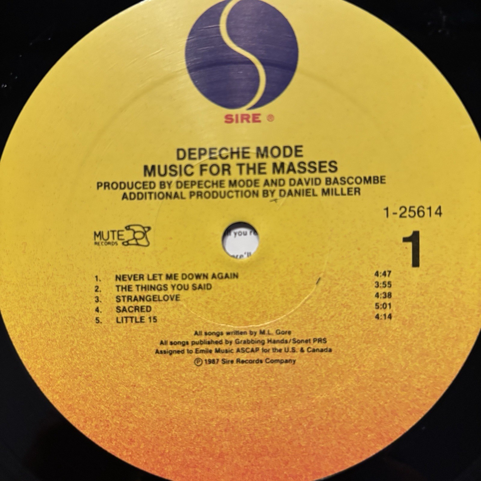 Depeche Mode Music For The Masses GOLD STAMP PROMO VINYL First Edition USA Sire