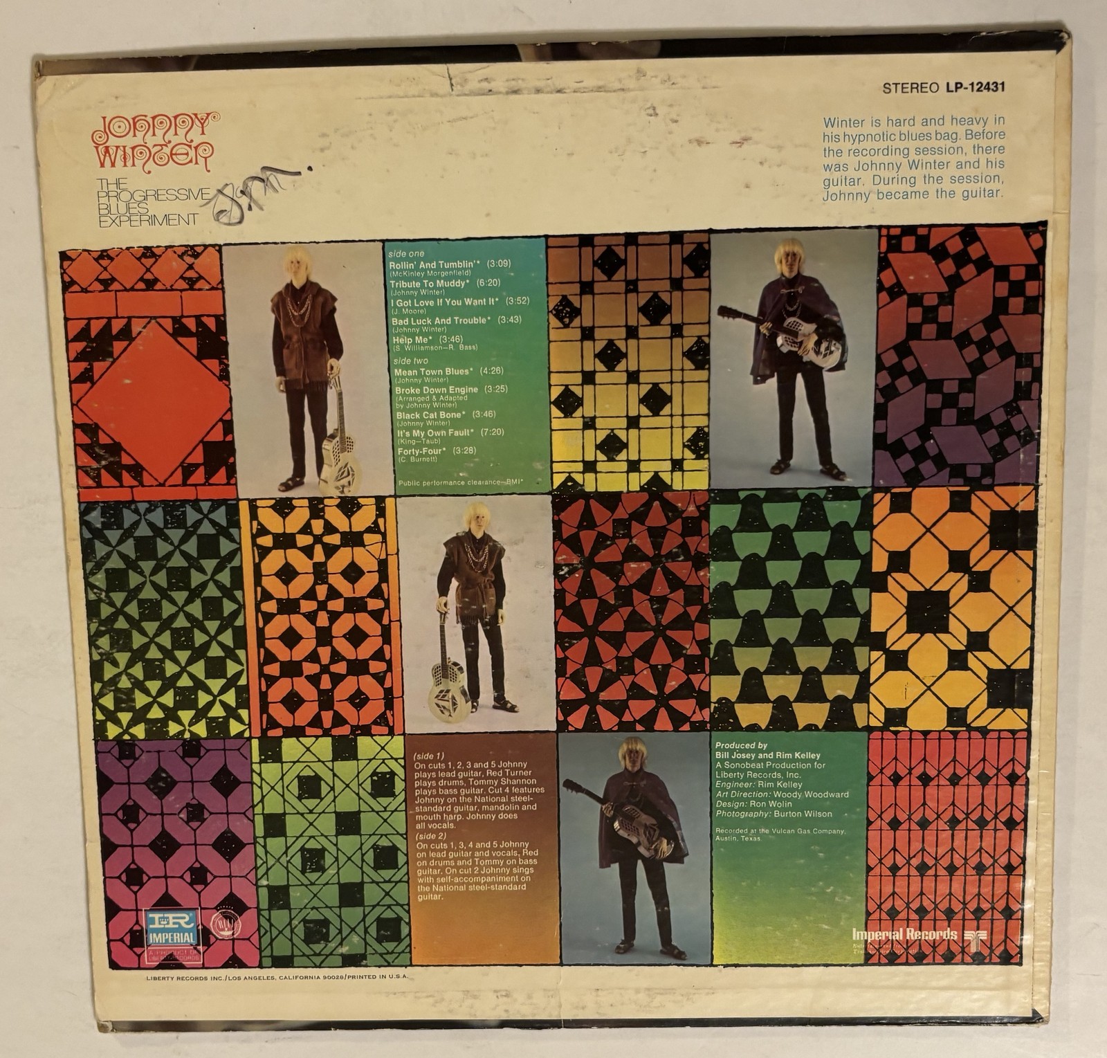 Johnny Winter Progressive Blues Experiment LP Vinyl Record 1968 Imperial G-VG