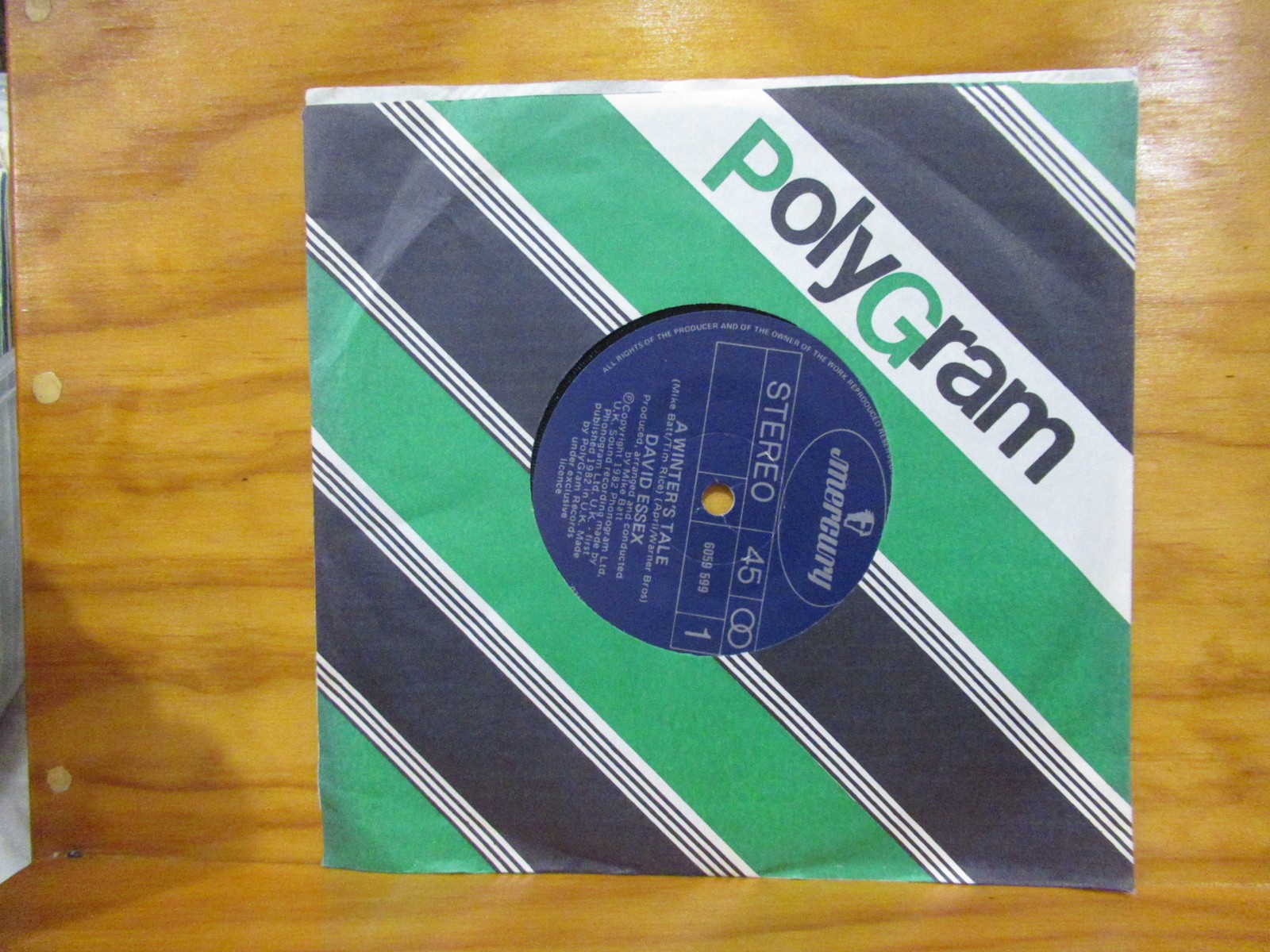 David Essex A Winter’s Tale 7″ Vinyl Single 1982 PolyGram Sleeve Pop Mercury