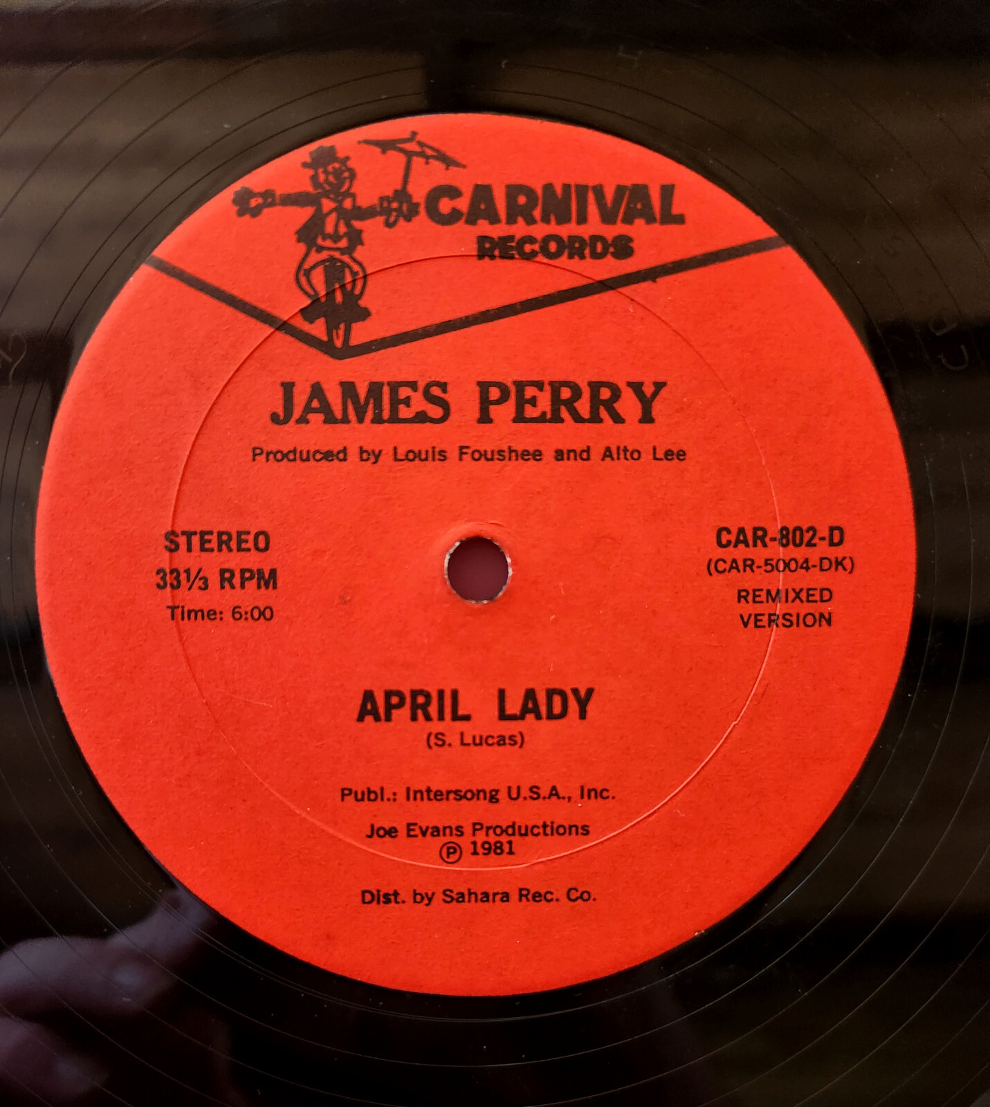 James Perry ‎– ‘April Lady’ 12″ Single 1981 USA Carnival Records Disco Funk VG+