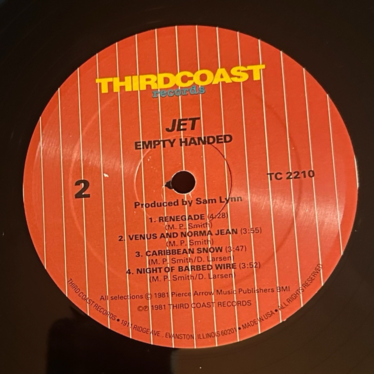 JET Empty Handed 1981 Third Coast Records TC 2210 NM/EX/EX