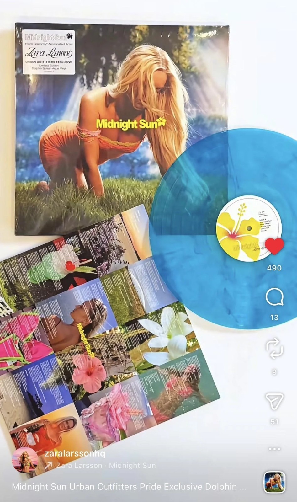 Zara Larsson – Midnight Sun UO Exclusive LP Dolphin Splash Aqua Vinyl SHIPS NOW